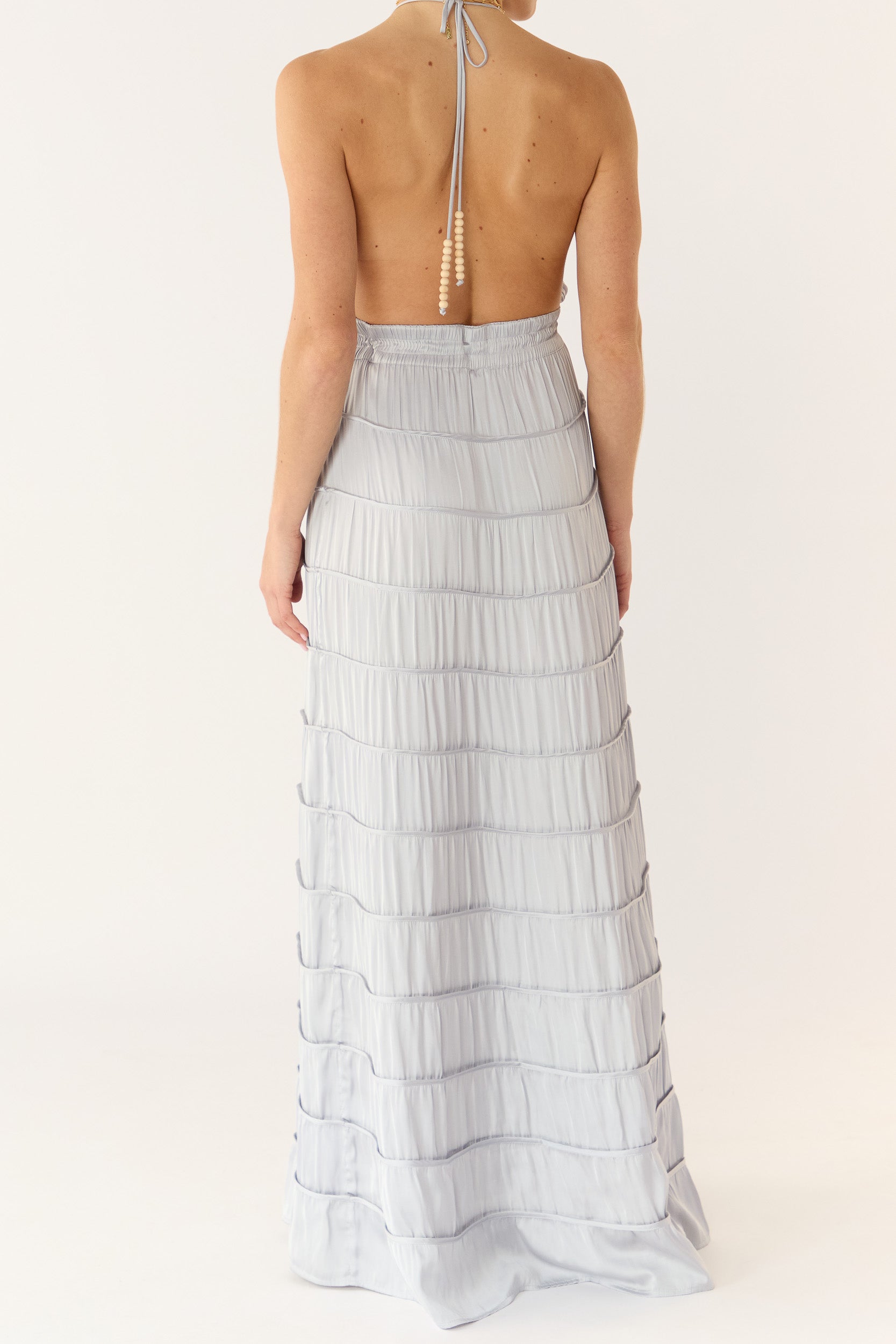 Alina Satin Halter Maxi Dress
