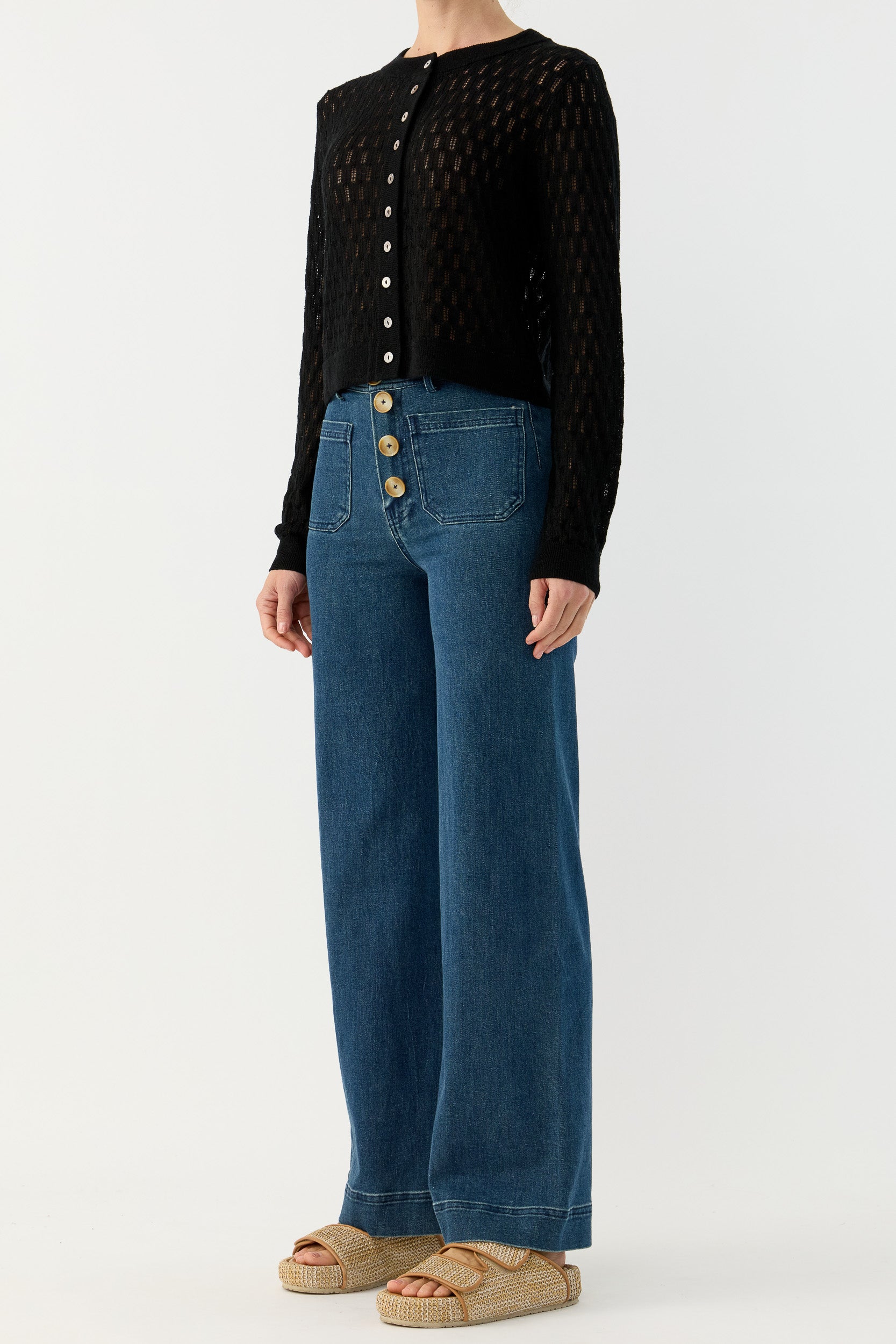 Miley Pointelle Merino Wool & Linen Cardigan