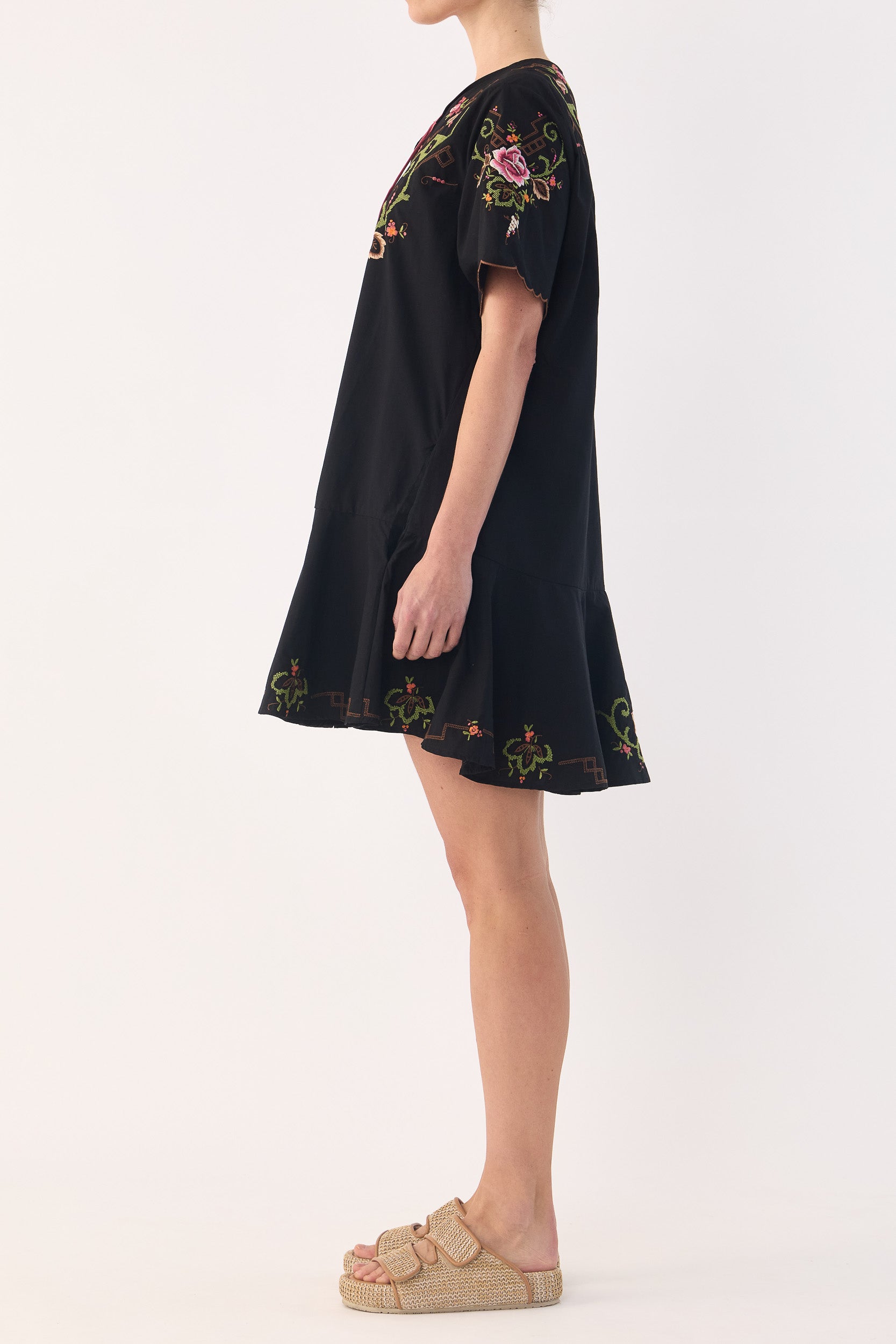 Esther Embroidered Cotton Short Dress