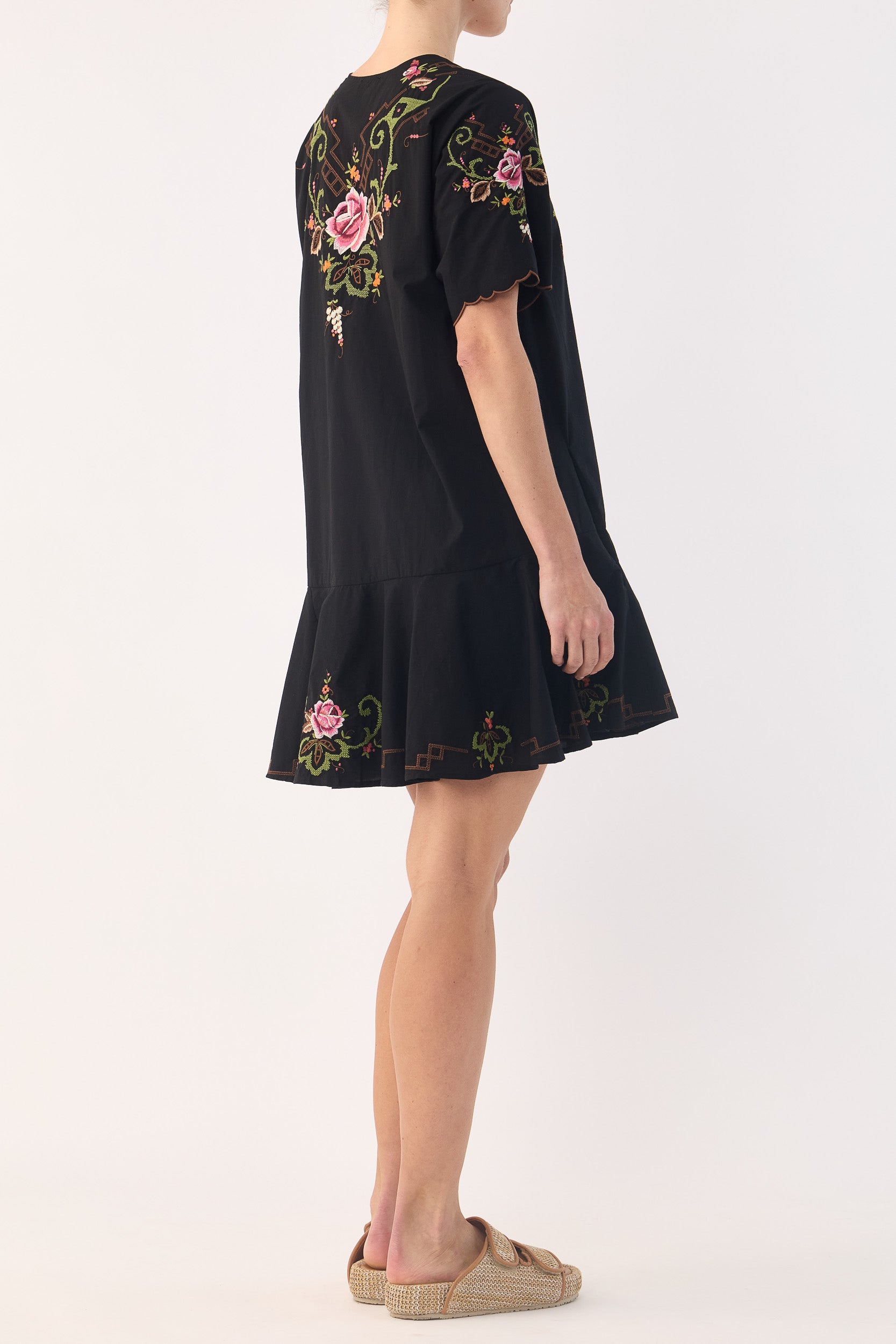 Esther Embroidered Cotton Short Dress