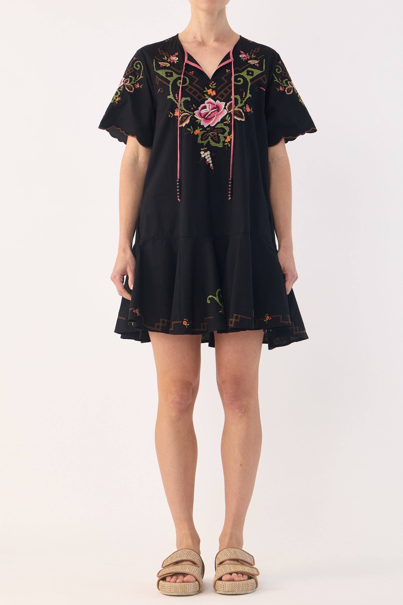 Esther Embroidered Cotton Short Dress