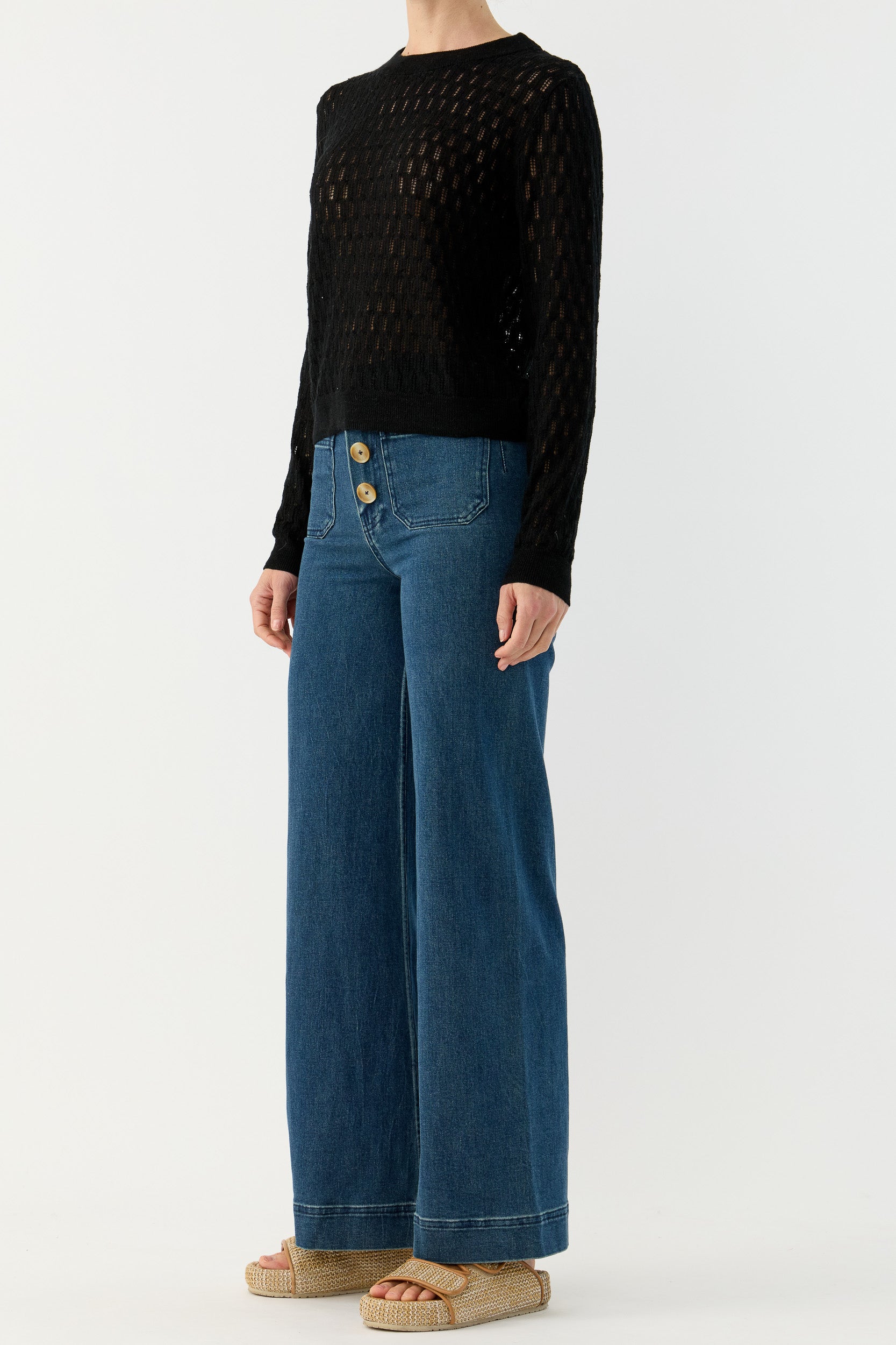 Miley Pointelle Merino Wool & Linen Sweater