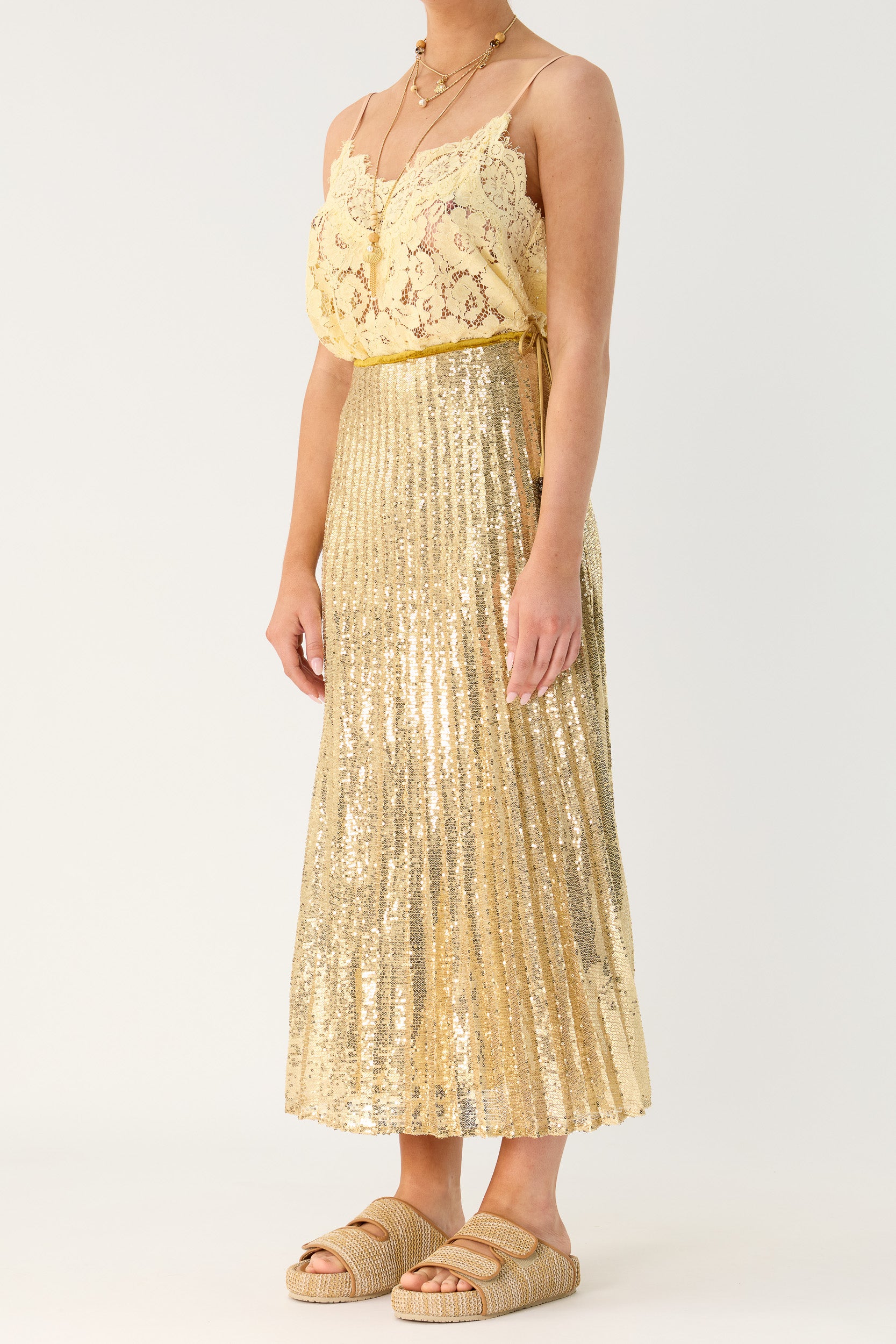 Sigrid Sequin Pleated Skirt