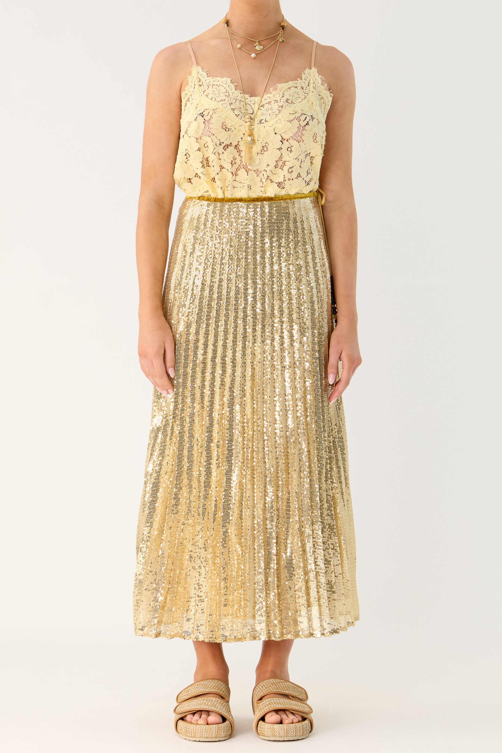 Sigrid Sequin Pleated Skirt