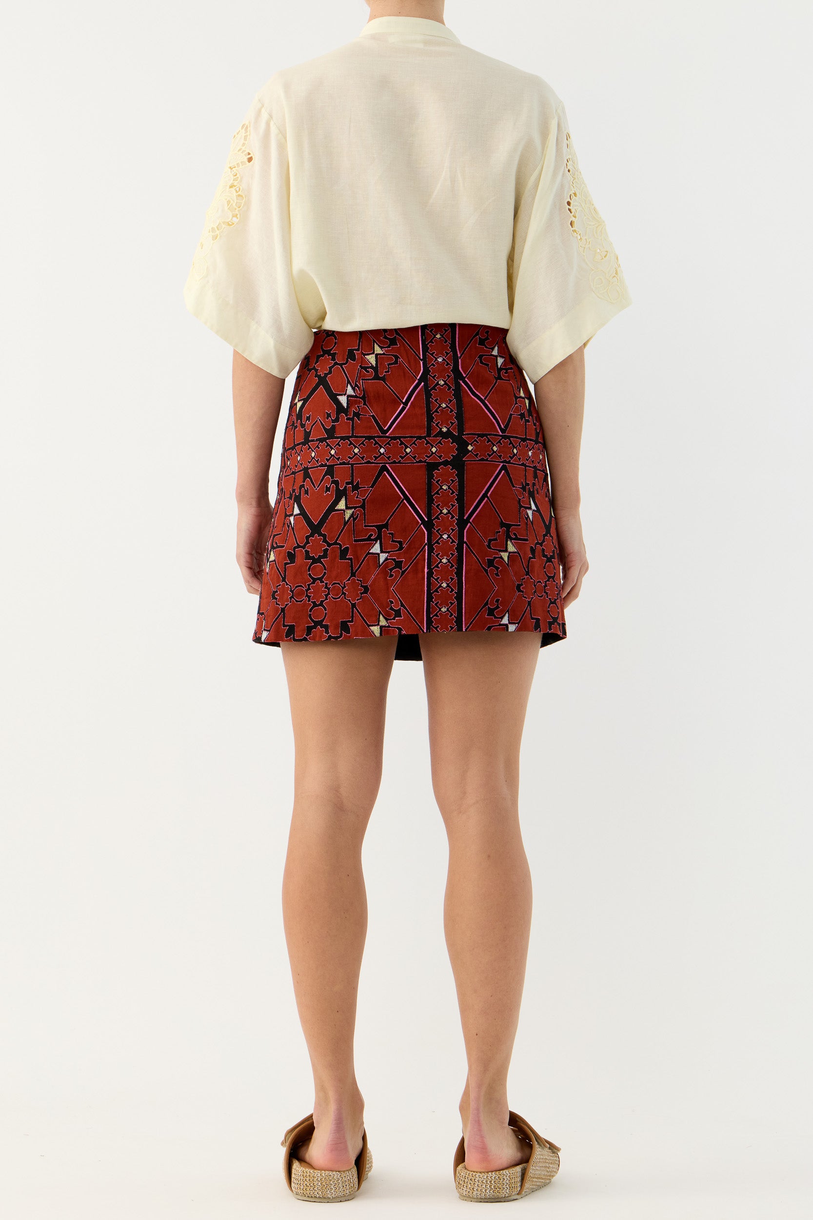 Jericho Embroidered Cotton Mini Skirt