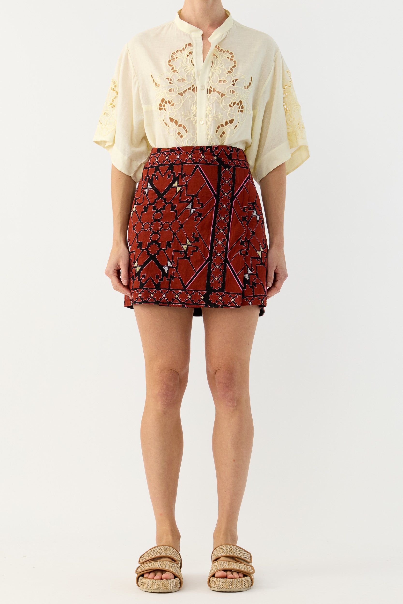 Jericho Embroidered Cotton Mini Skirt