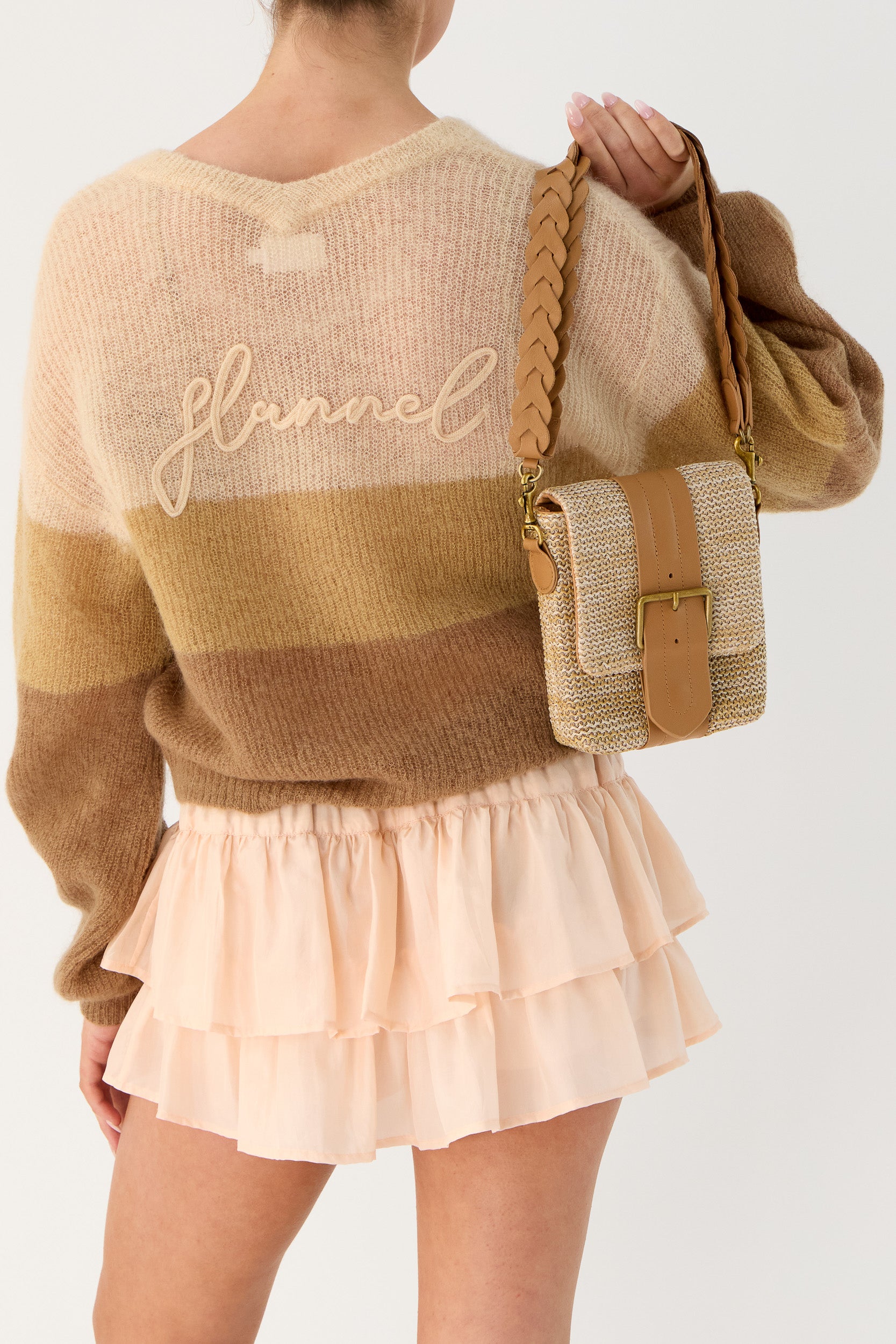 Camie Raffia & Leather Mini Bag