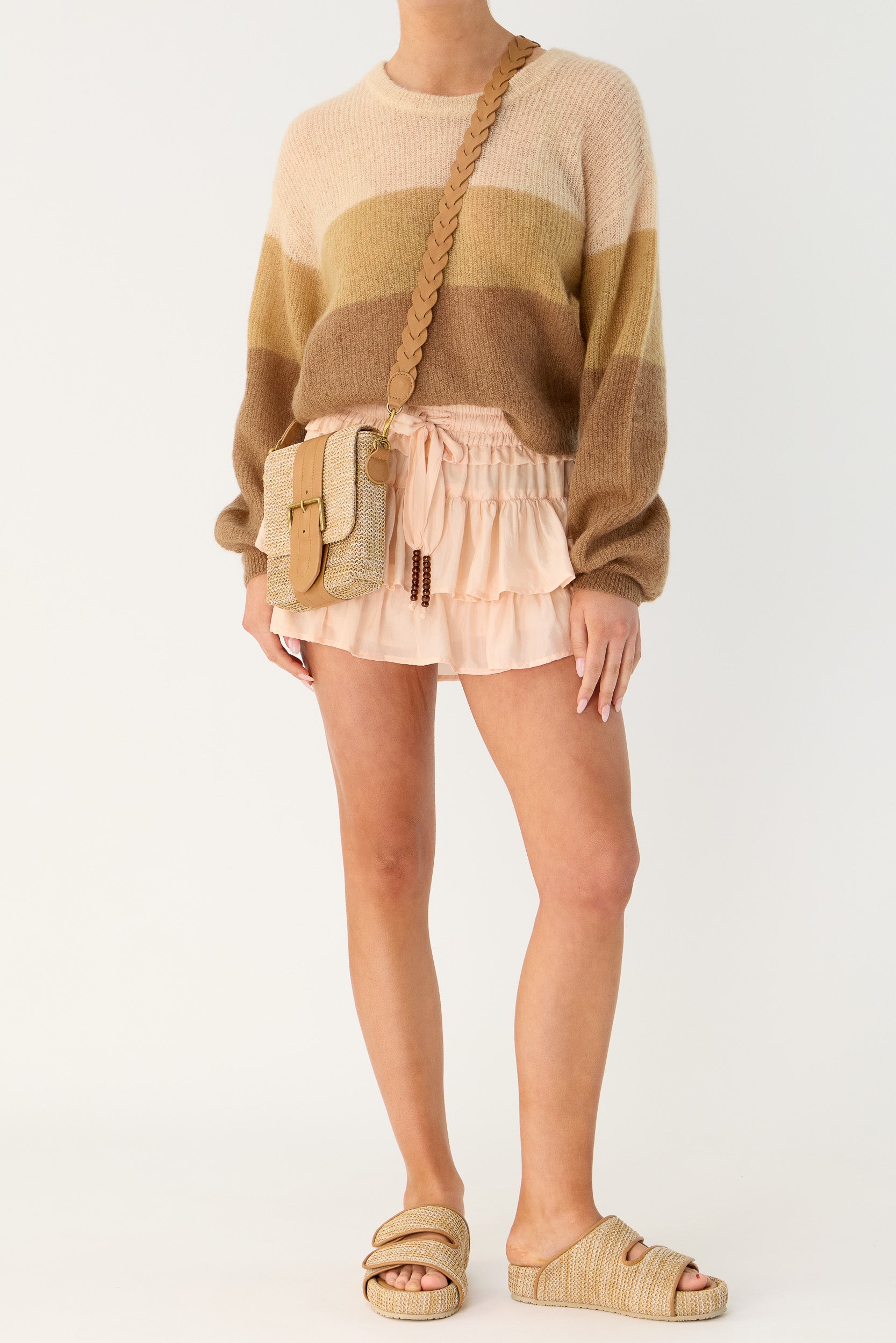 Camie Raffia & Leather Mini Bag