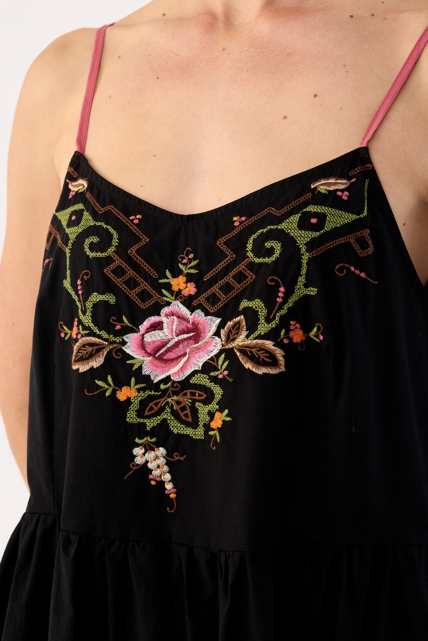 Esther Embroidered Cotton Cami Dress