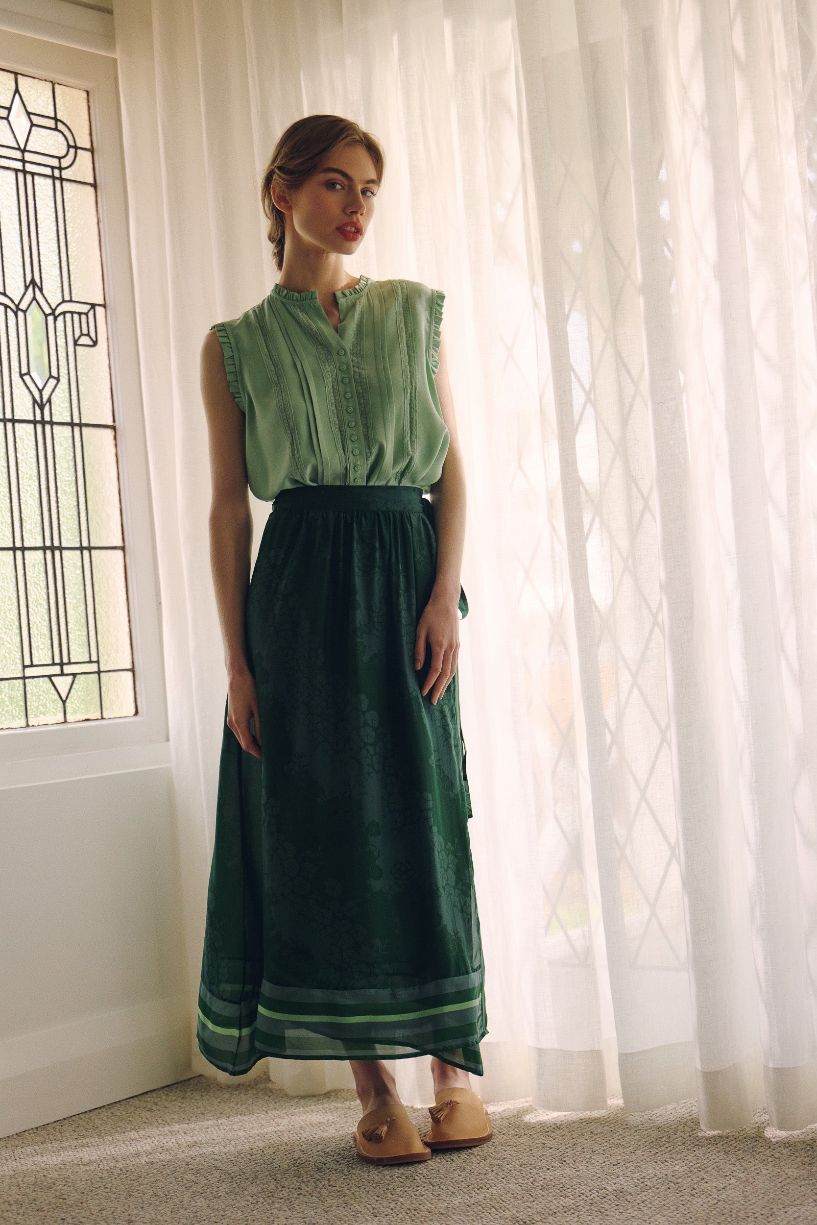 Arden Printed Silk Wrap Skirt