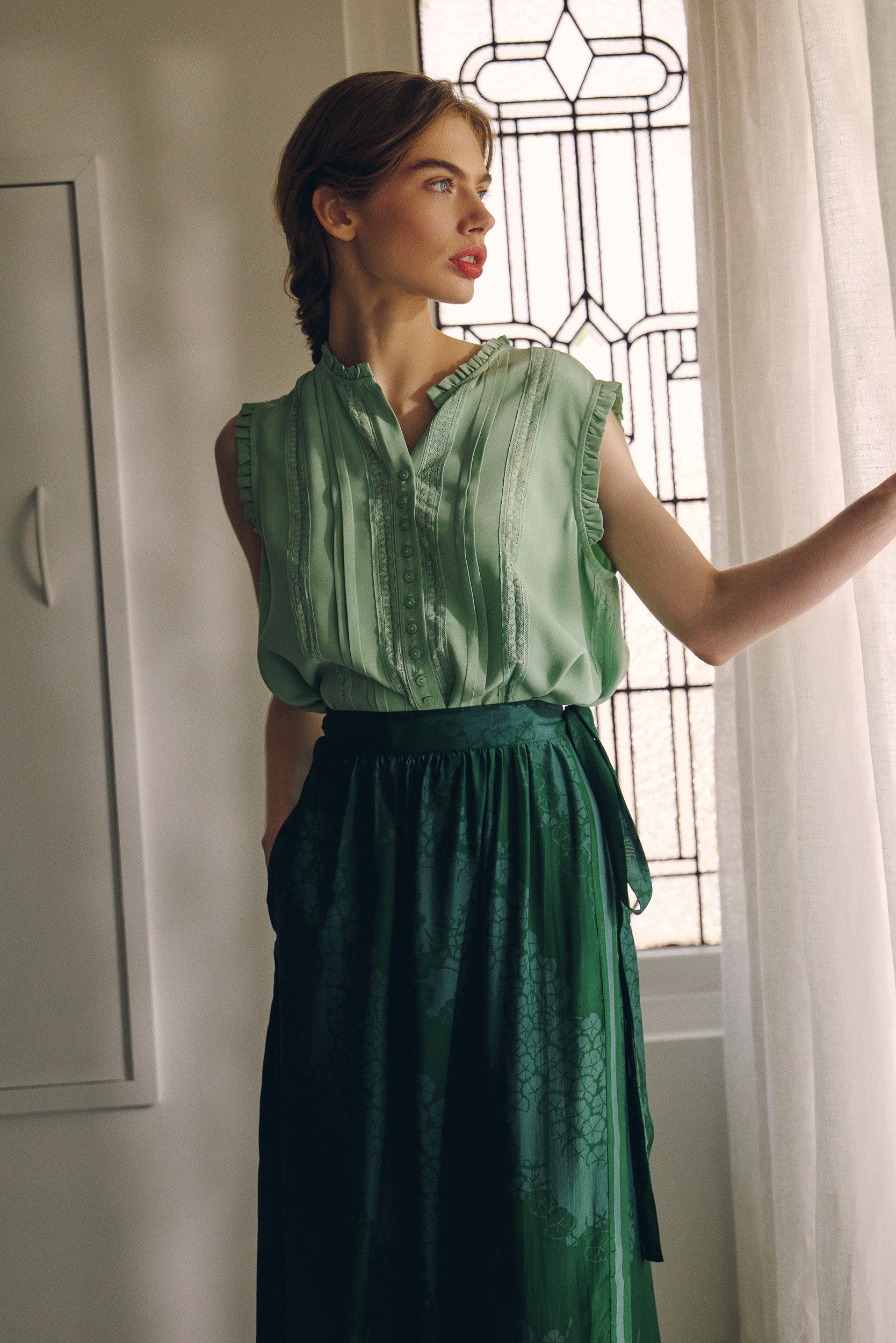 Albrey Silk Crepe Sleeveless Top