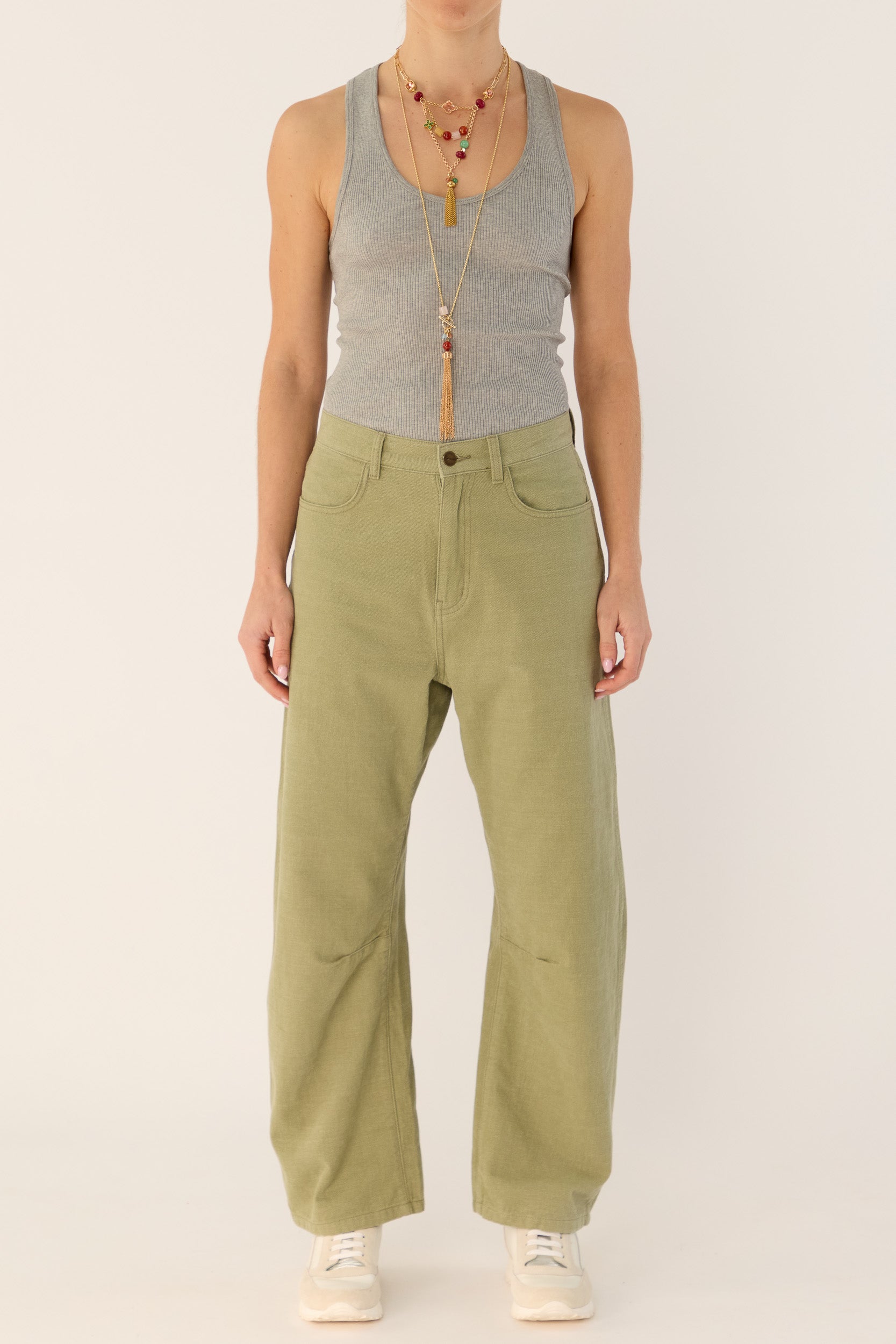 Clover Ribbed Silk-Cotton Scoop Neck Singlet