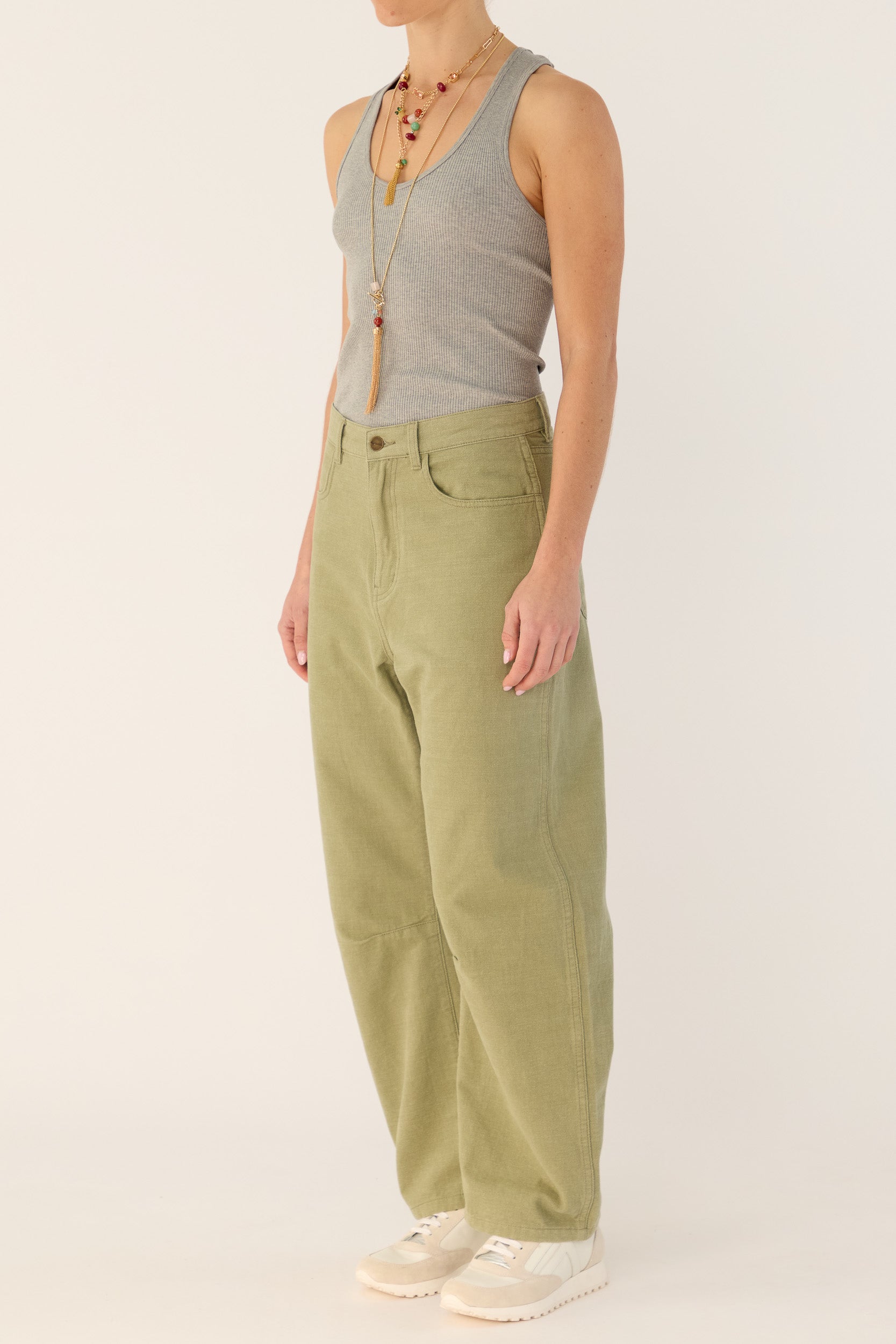 Clover Ribbed Silk-Cotton Scoop Neck Singlet