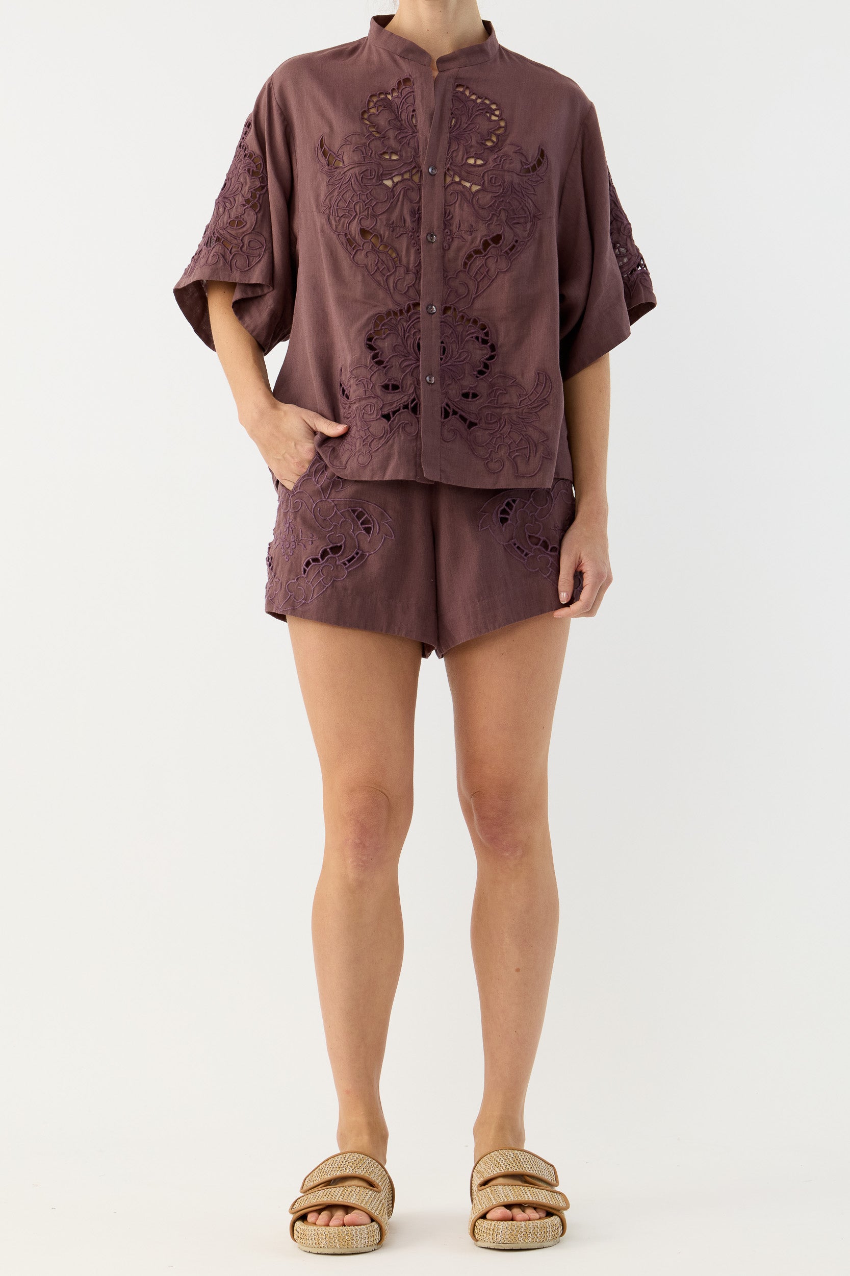 Pascal Embroidered Cutout Short