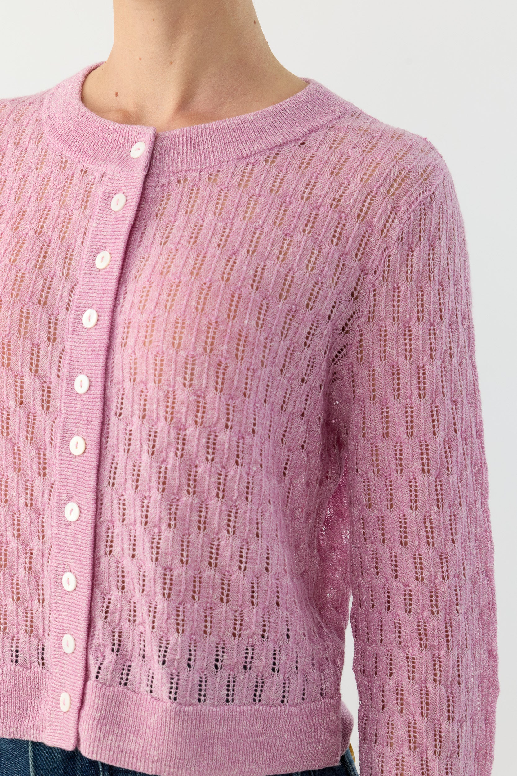 Miley Pointelle Merino Wool & Linen Cardigan