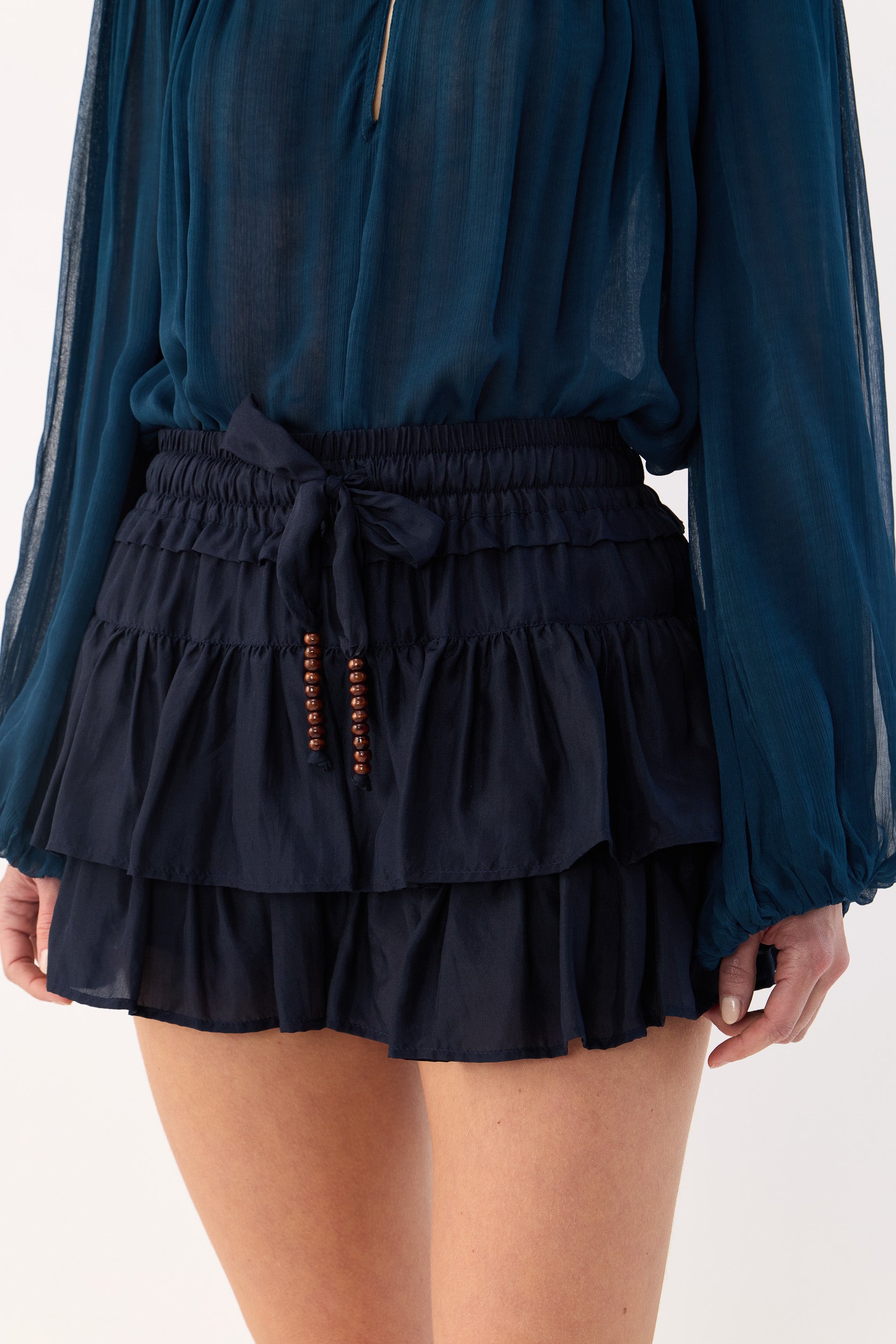 Amal Silk Habotai Frill Short