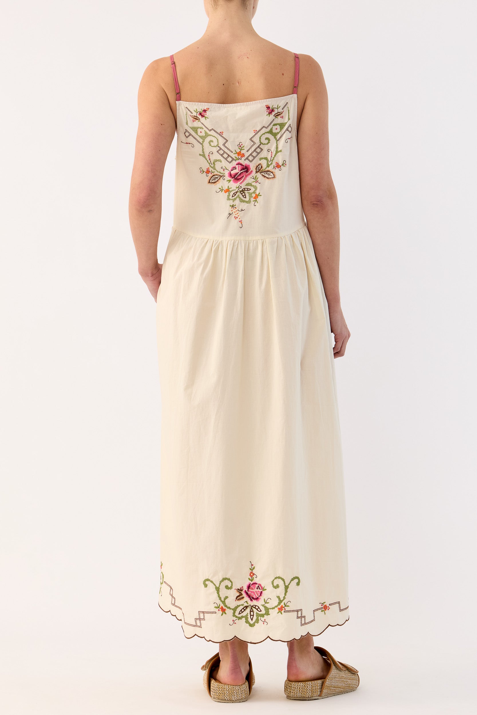 Esther Embroidered Cotton Cami Dress