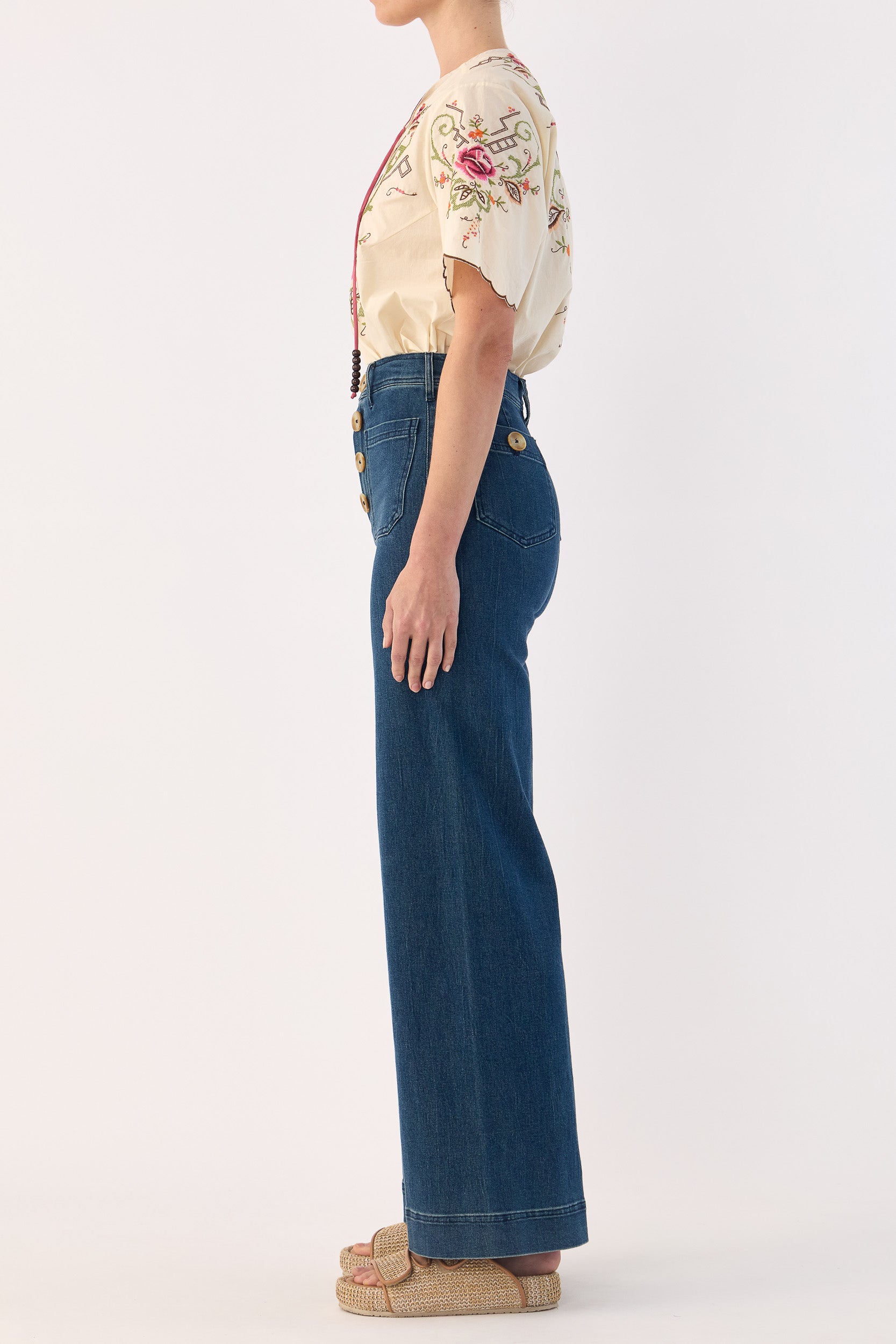 Esther Embroidered Cotton Short Sleeve Top