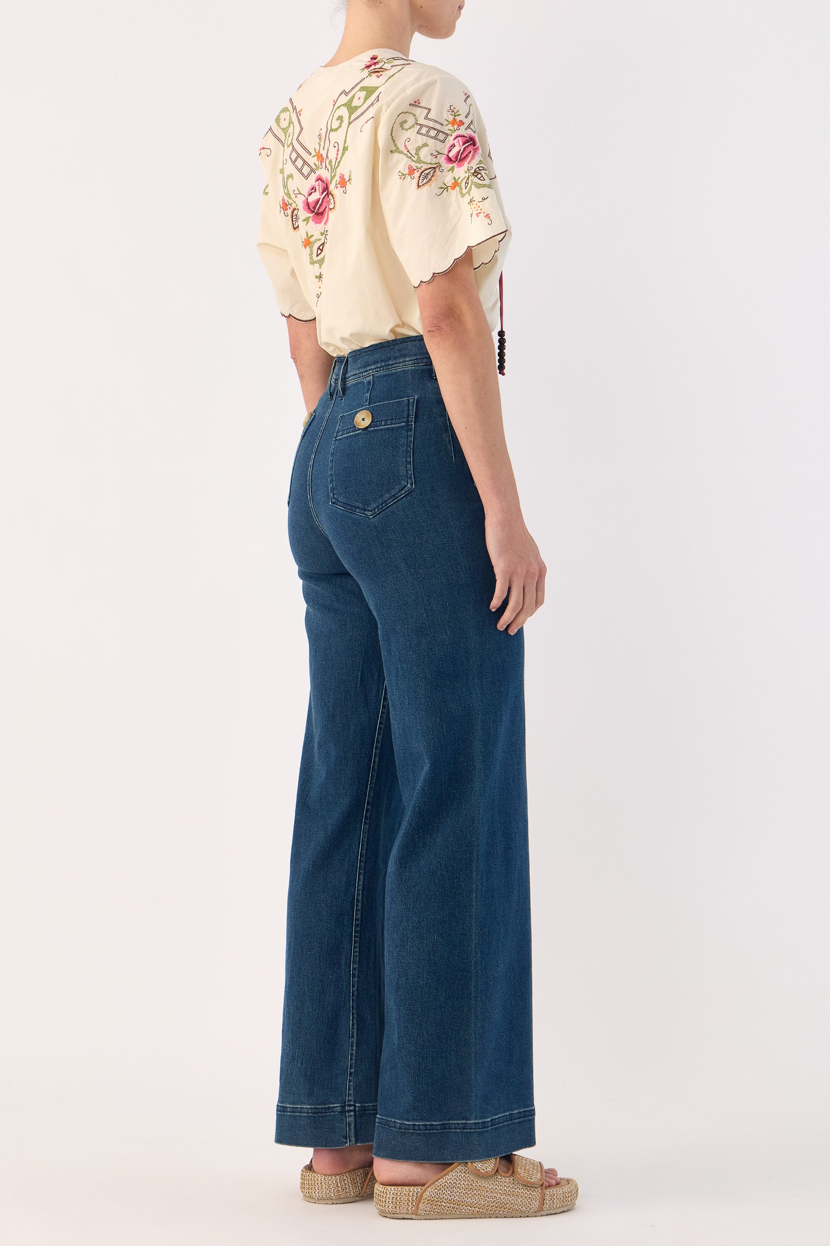 Esther Embroidered Cotton Short Sleeve Top