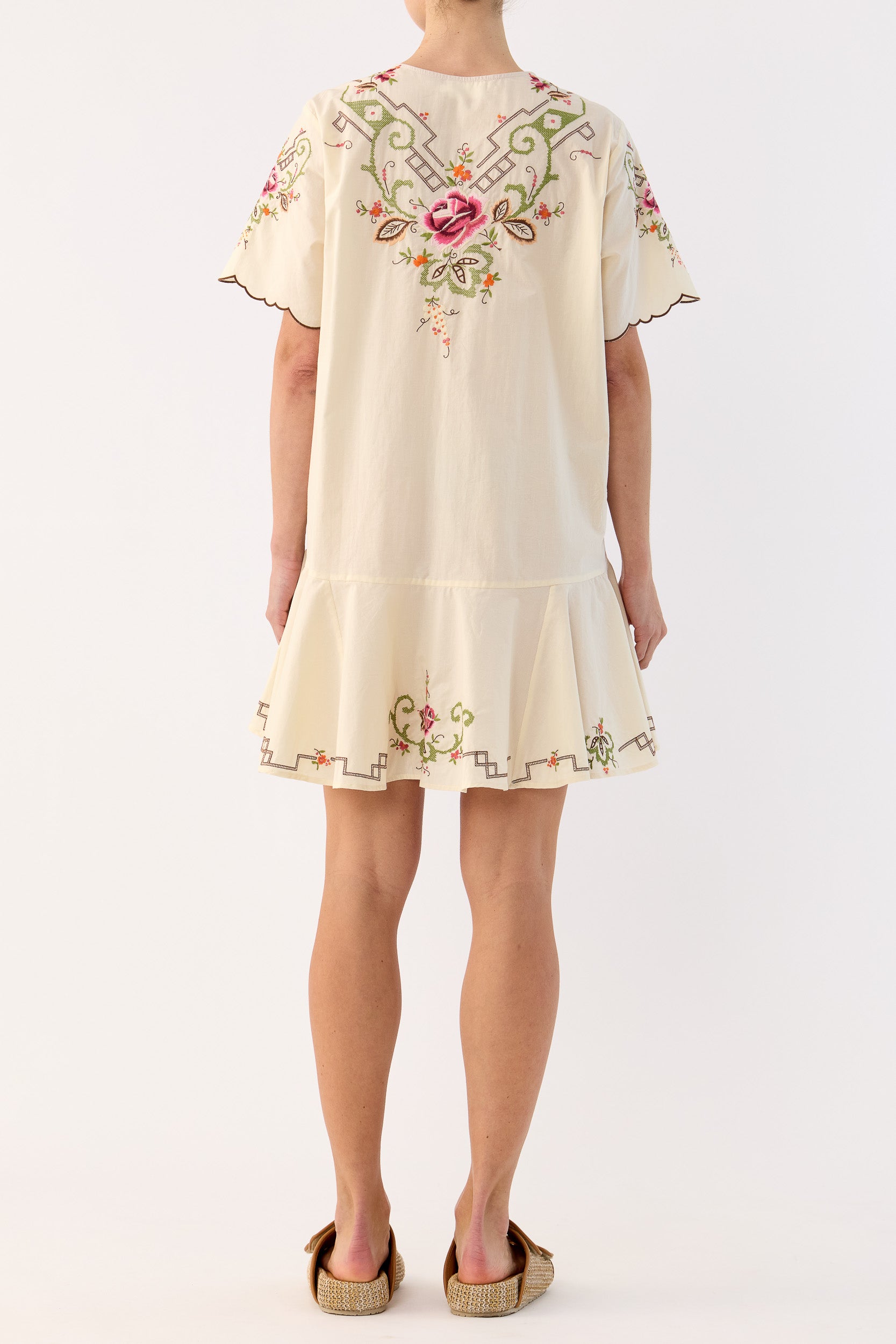 Esther Embroidered Cotton Short Dress