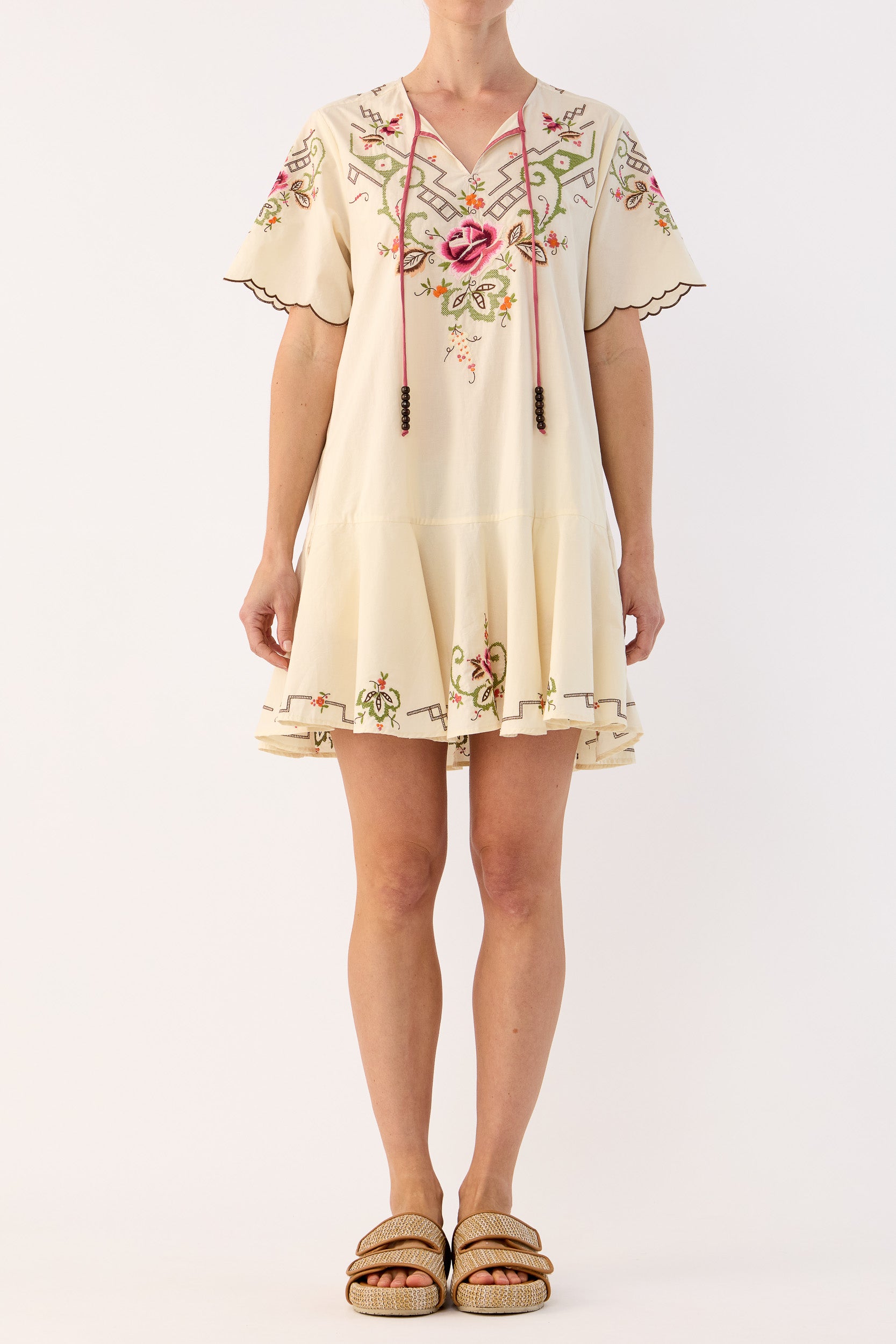 Esther Embroidered Cotton Short Dress