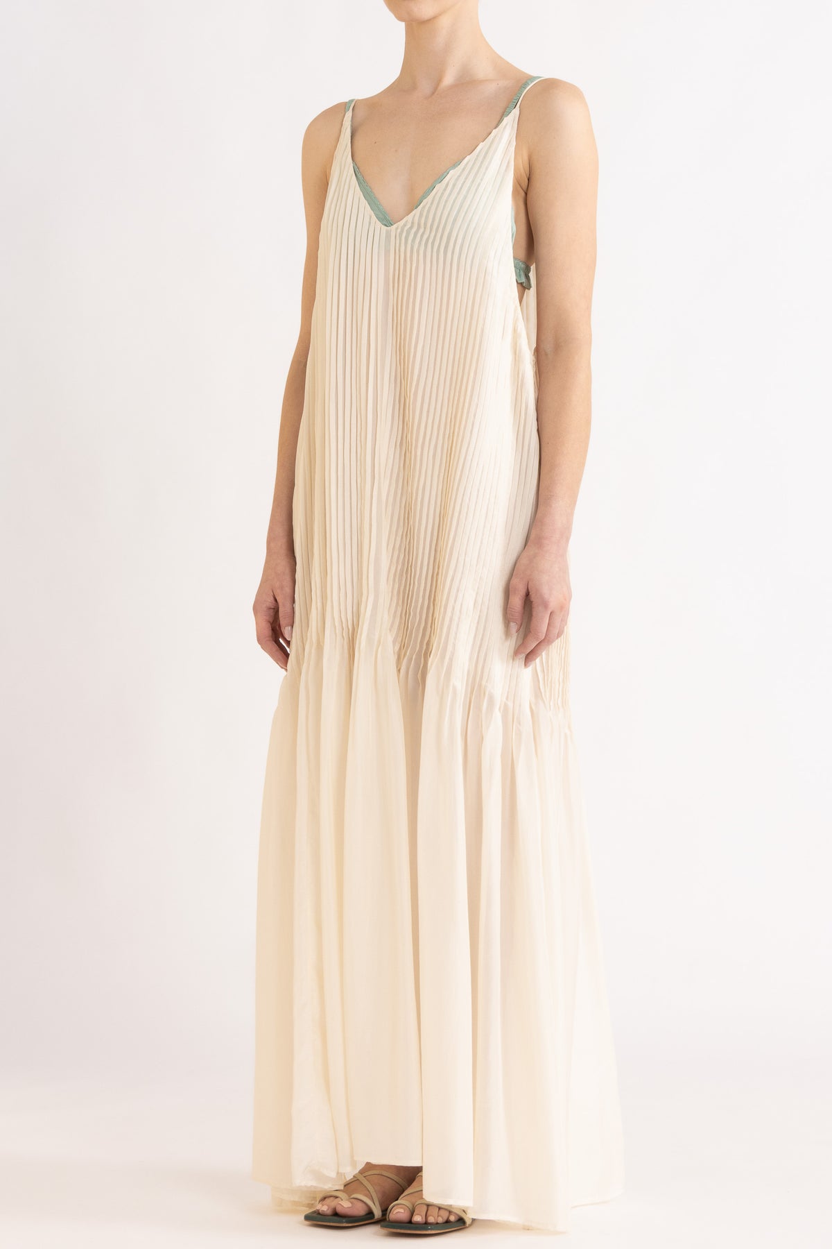 Lavinia Pleated Silk Maxi Dress
