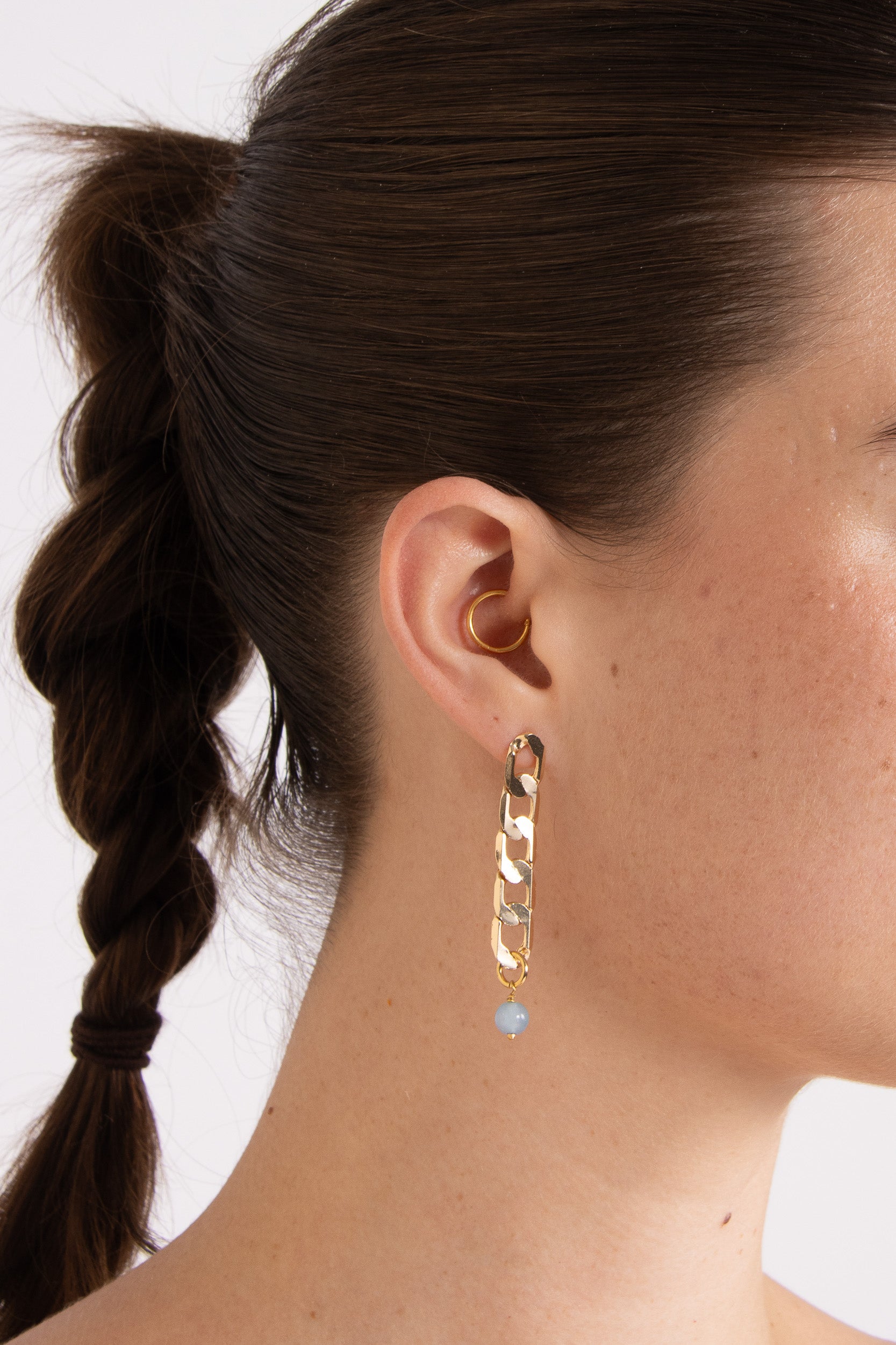 Gabbi Kelly Blue Bead Chain Drop Earrings