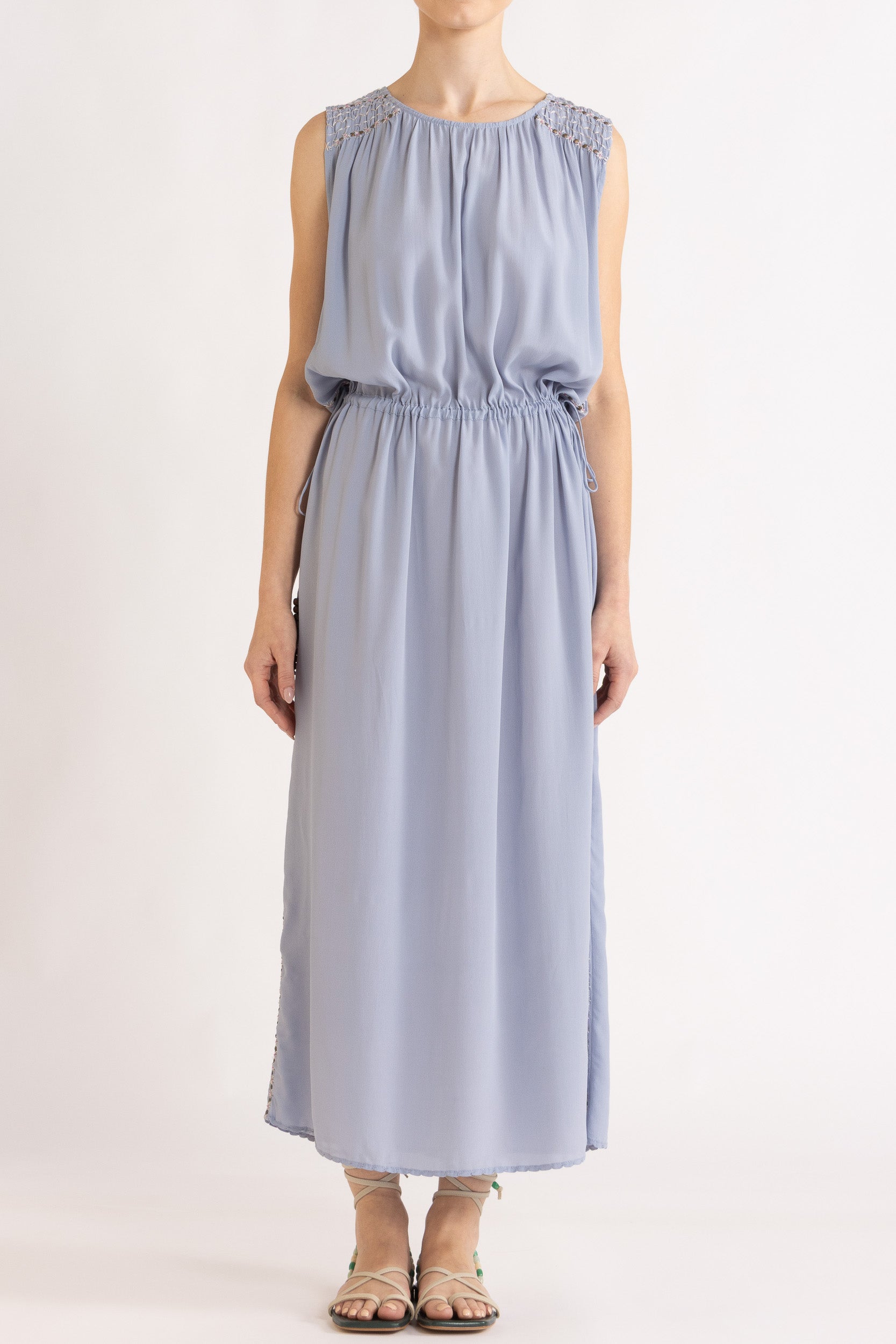 Gemini Crepe De Chine Sleeveless Dress