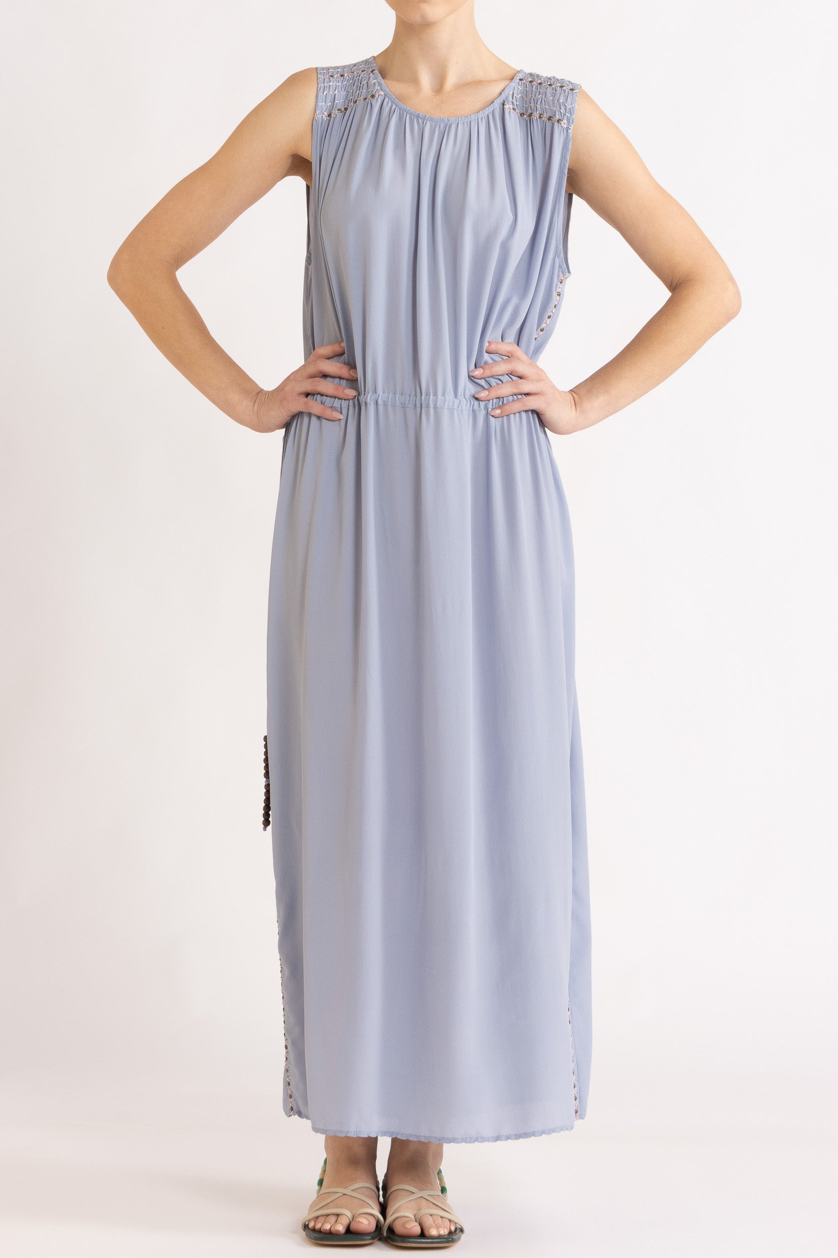 Gemini Crepe De Chine Sleeveless Dress