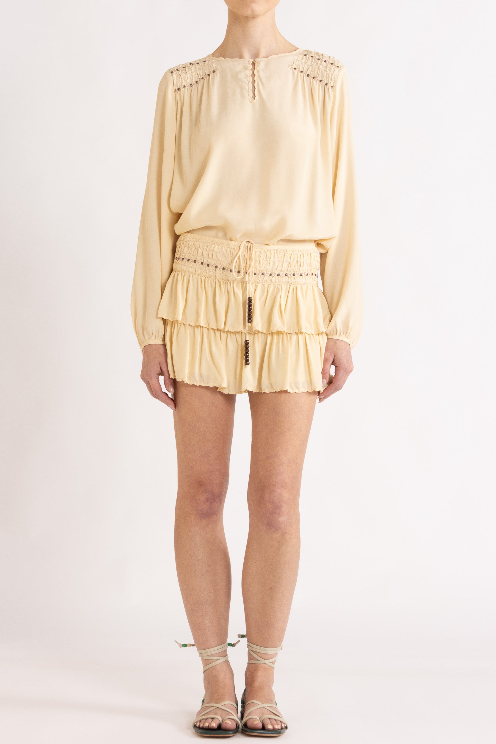 Gemini Crepe De Chine Long Sleeve Top