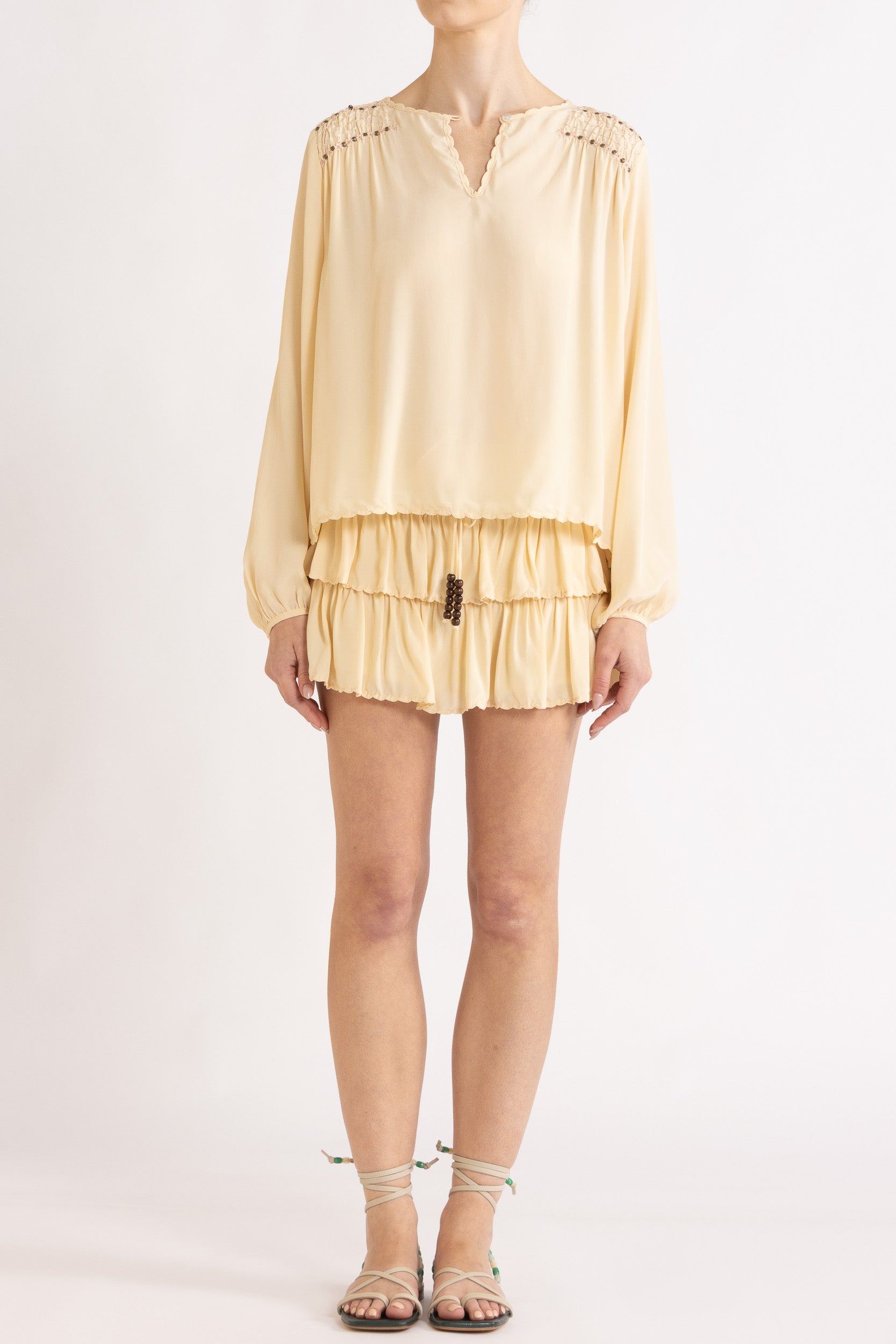 Gemini Crepe De Chine Long Sleeve Top