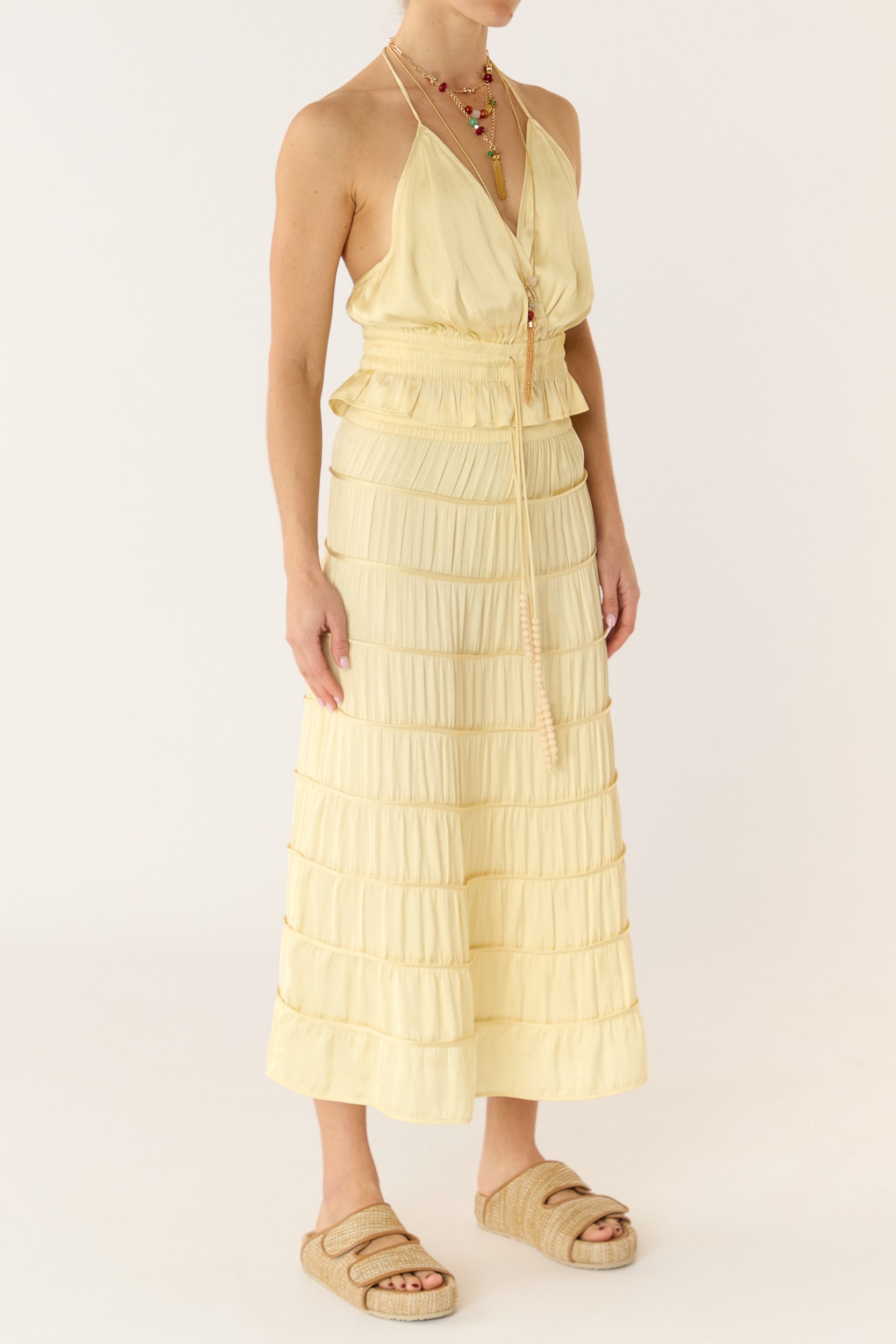 Alina Tiered Satin Skirt
