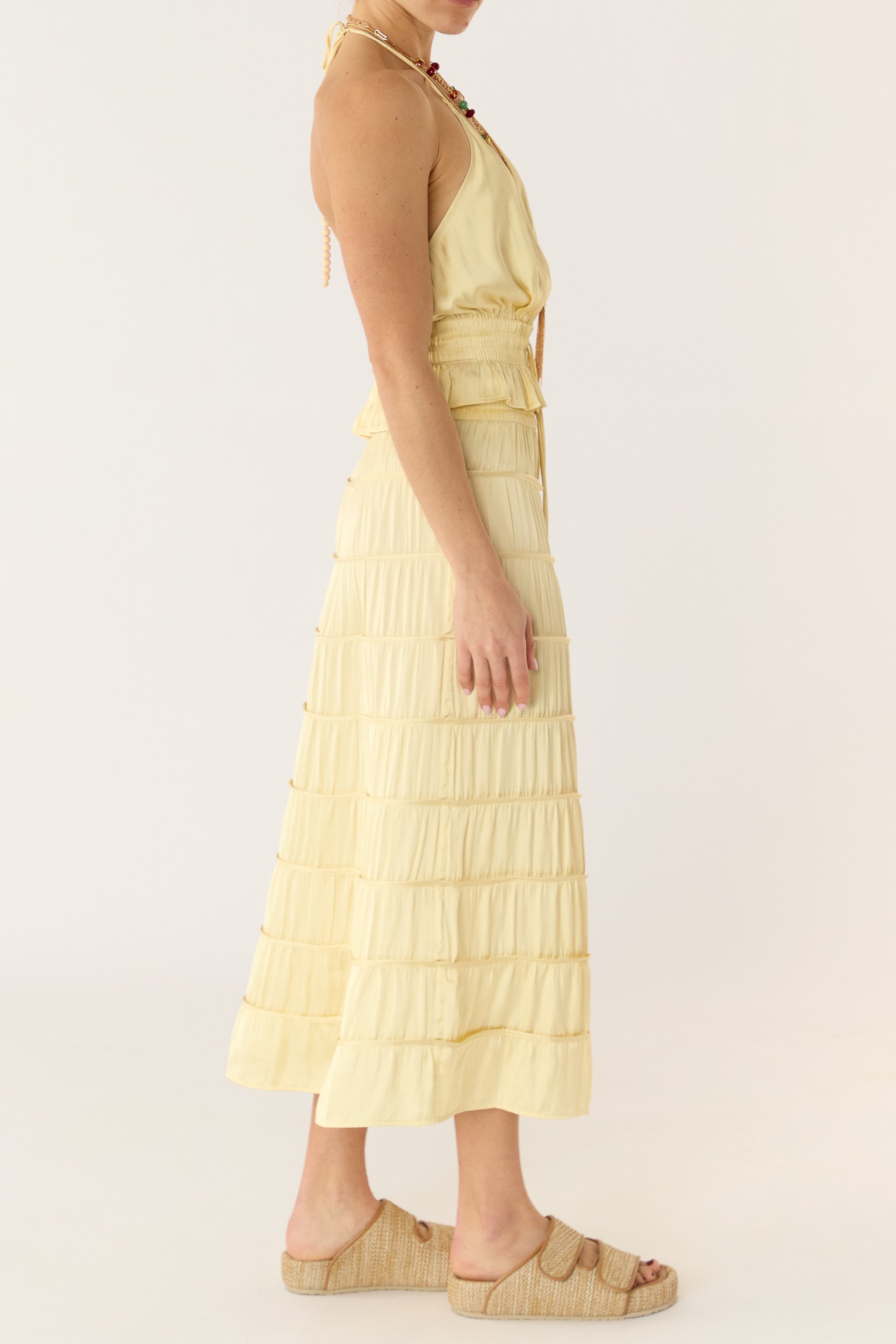 Alina Tiered Satin Skirt