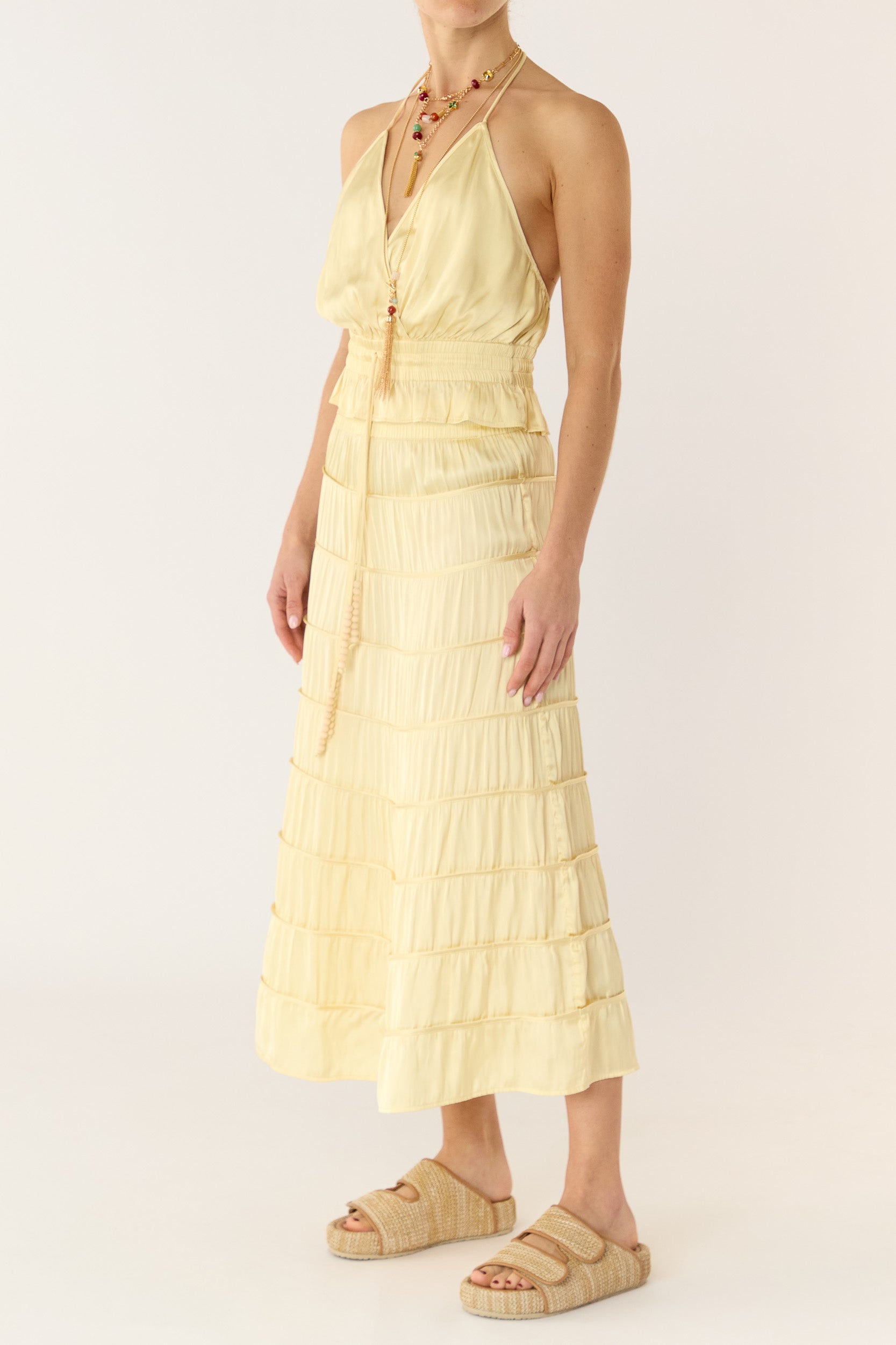 Alina Tiered Satin Skirt