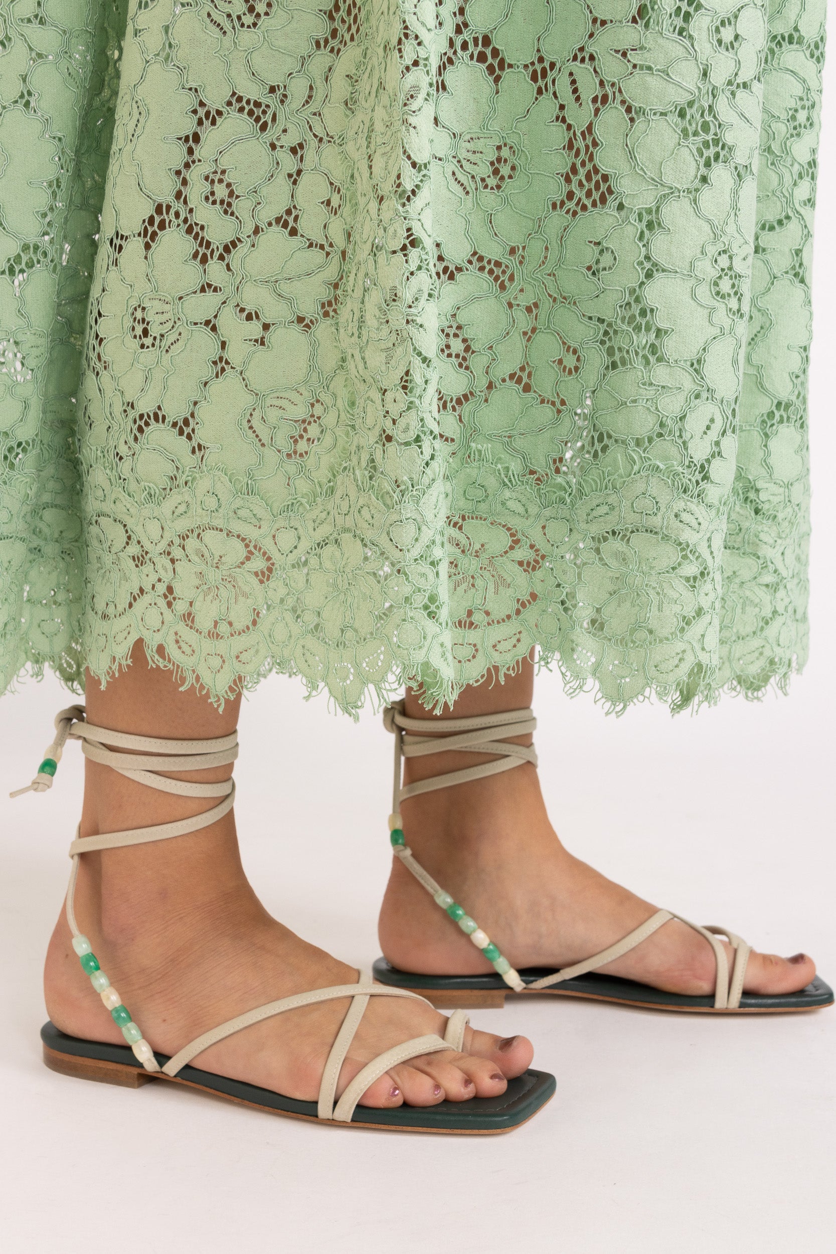 Alchemy Beaded Leather Tie Sandal