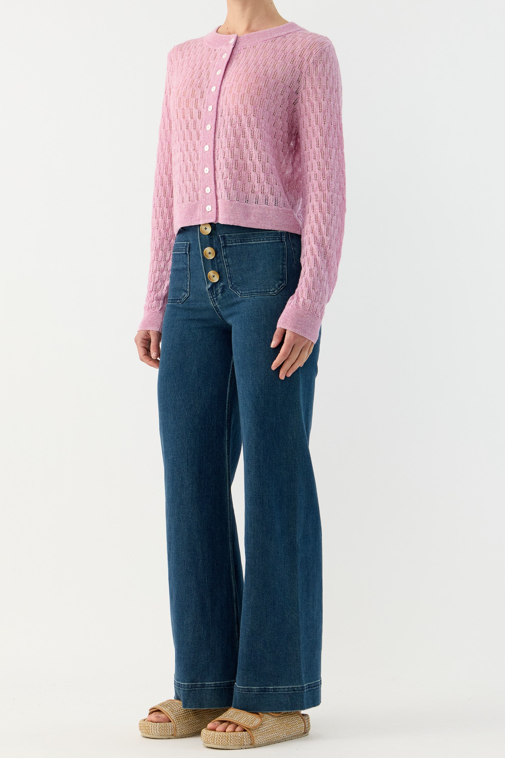 Miley Pointelle Merino Wool & Linen Cardigan