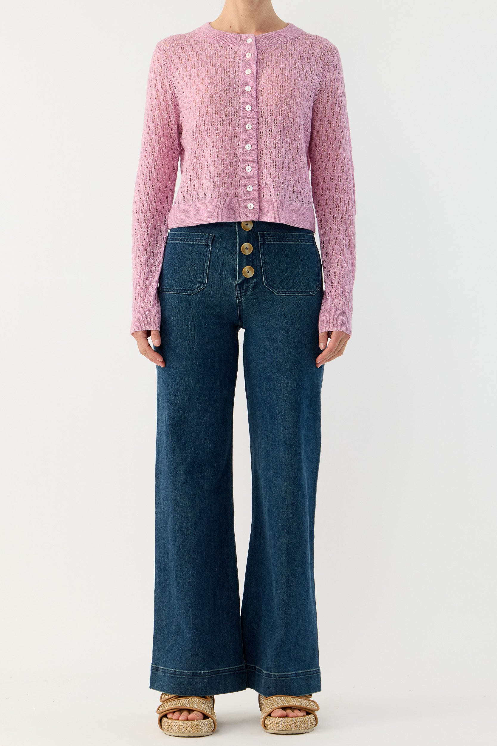 Miley Pointelle Merino Wool & Linen Cardigan