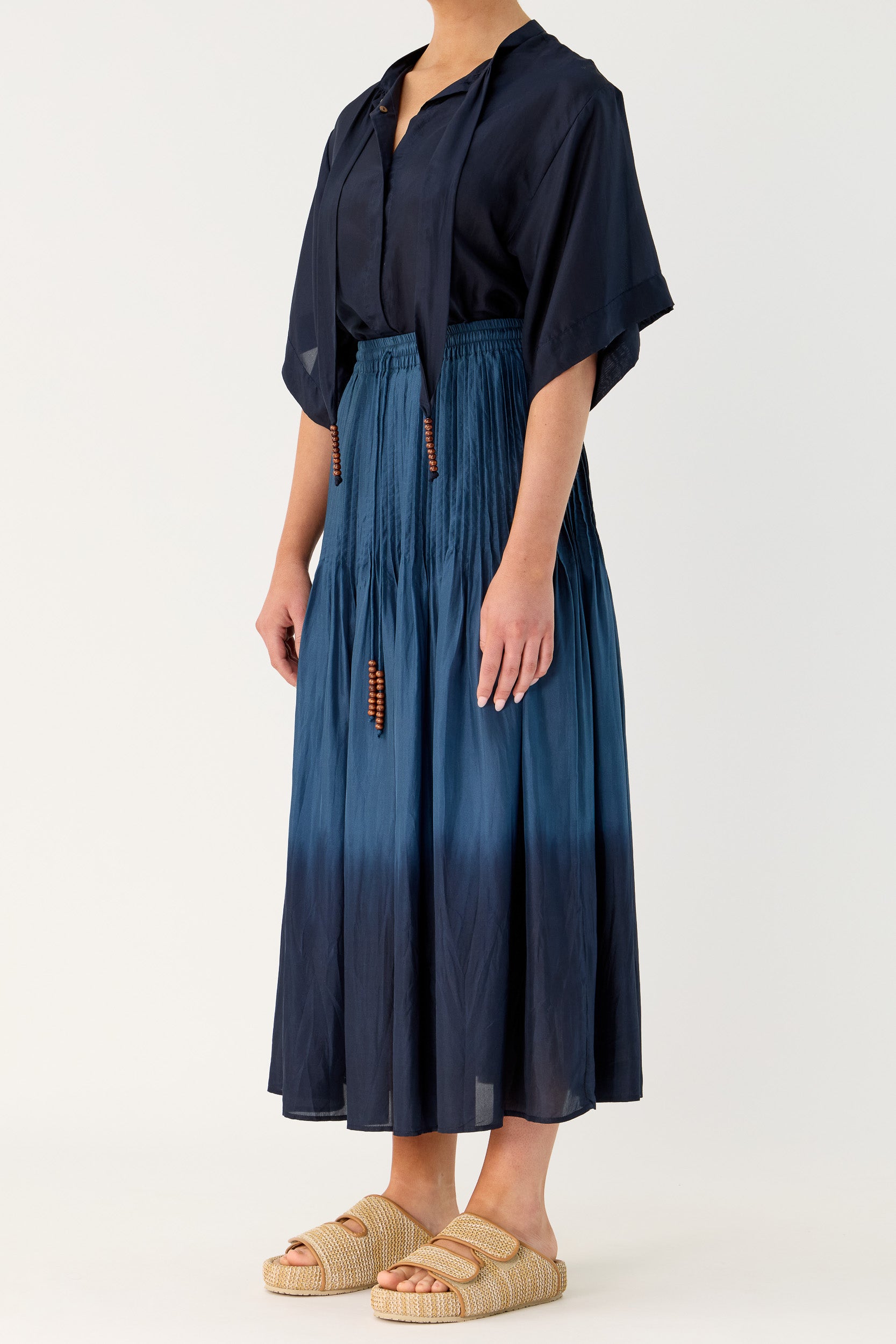 Amal Silk Habotai Short Sleeve Top