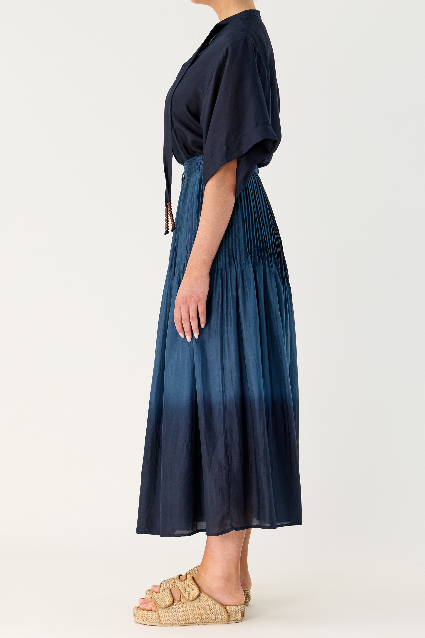 Amal Silk Habotai Short Sleeve Top