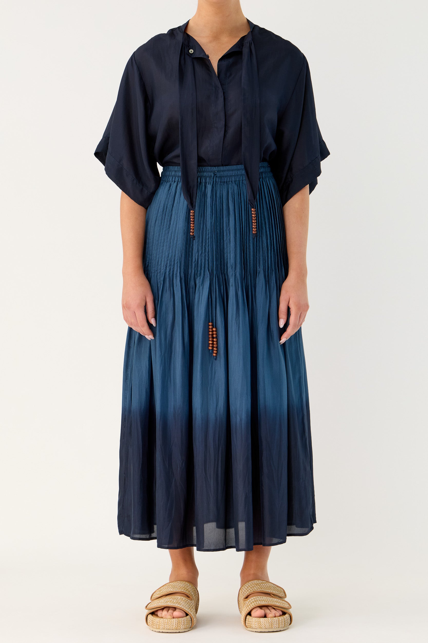 Amal Silk Habotai Short Sleeve Top
