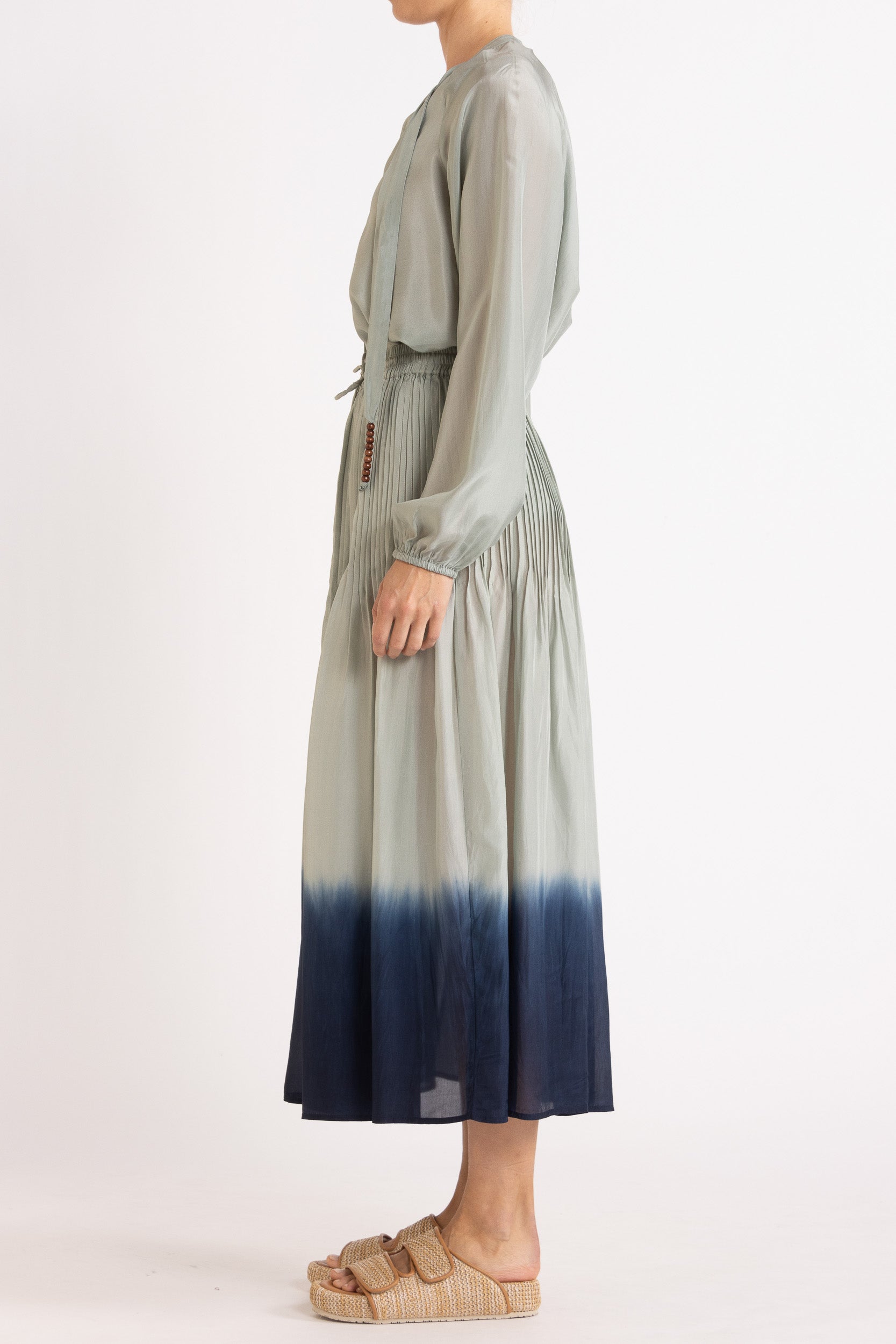 Amal Silk Habotai Long Sleeve Top