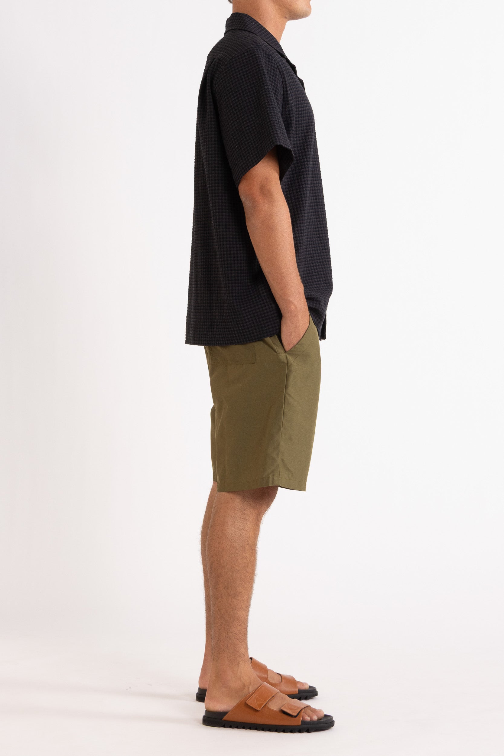 Monty Check Wool-Blend Short Sleeve Shirt