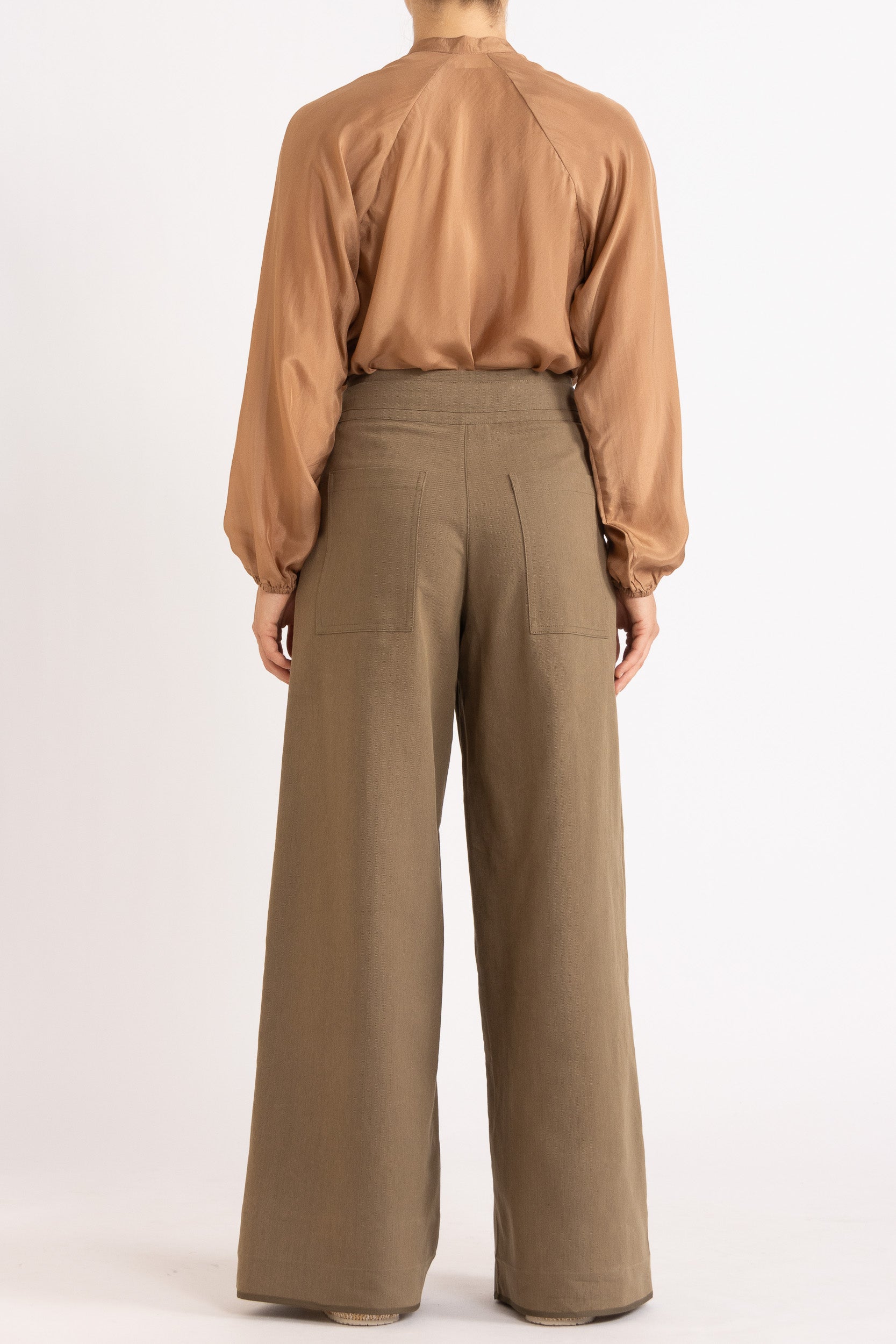 Amal Silk Habotai Long Sleeve Top