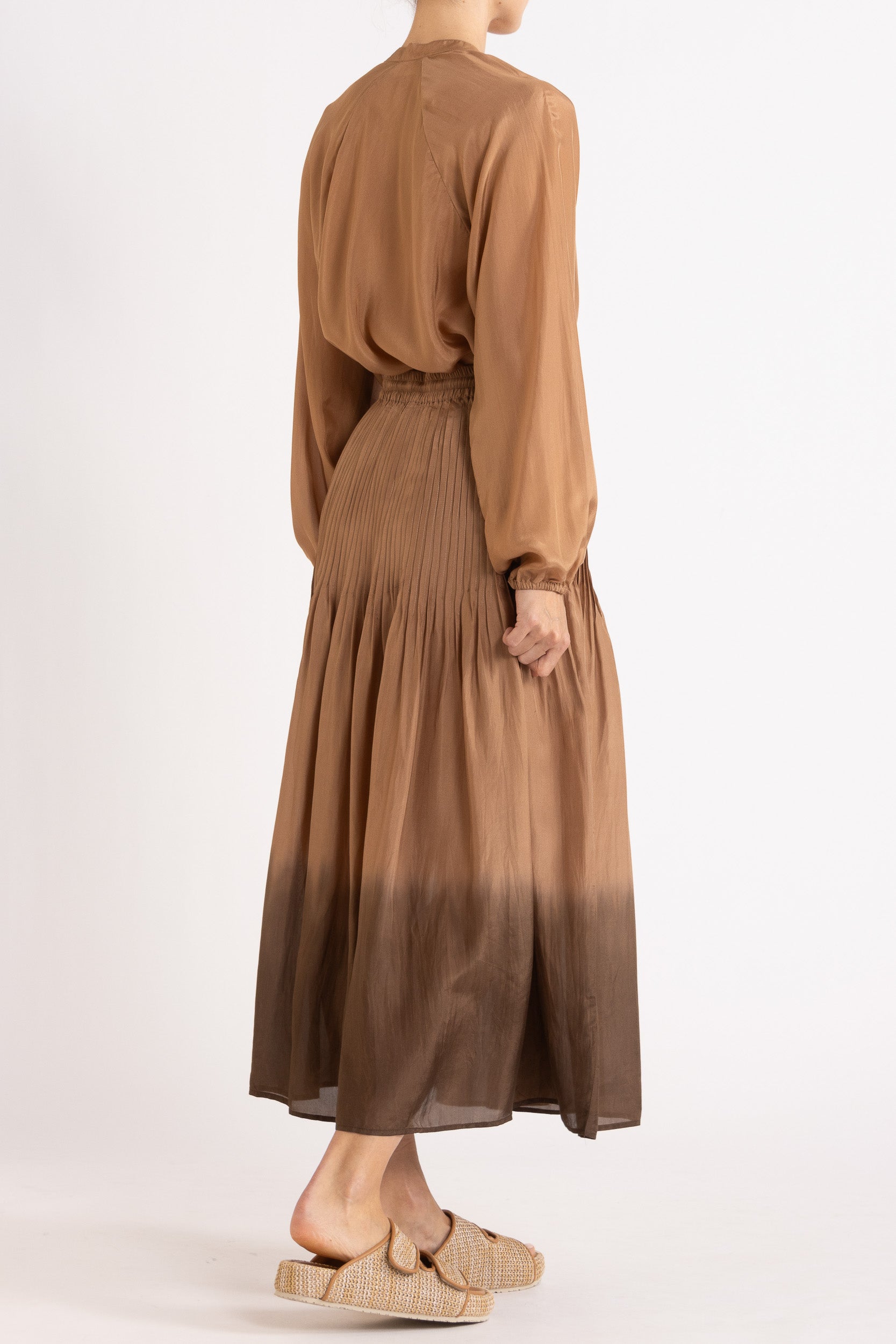 Amal Silk Habotai Long Sleeve Top