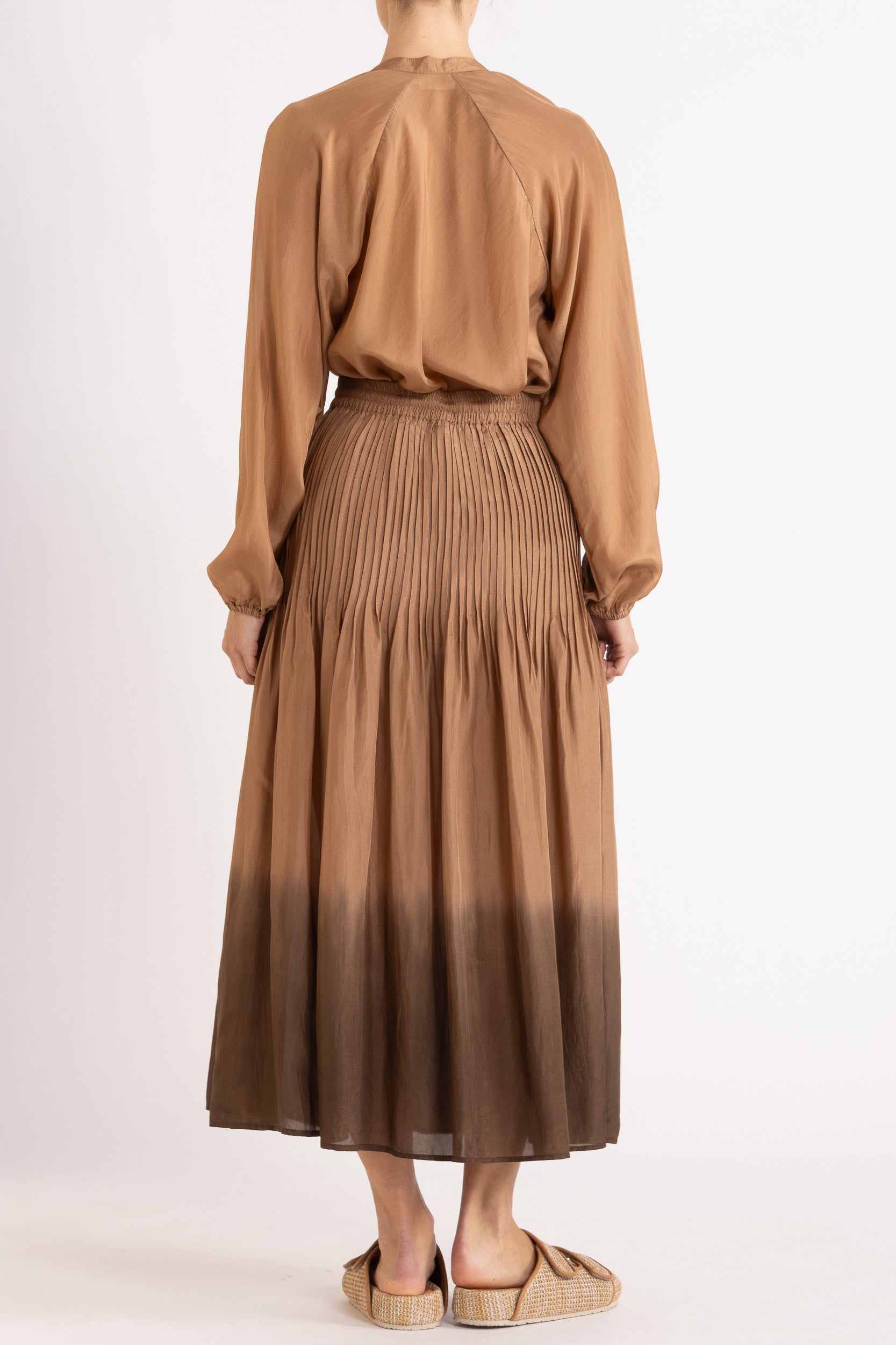 Amal Silk Habotai Long Sleeve Top