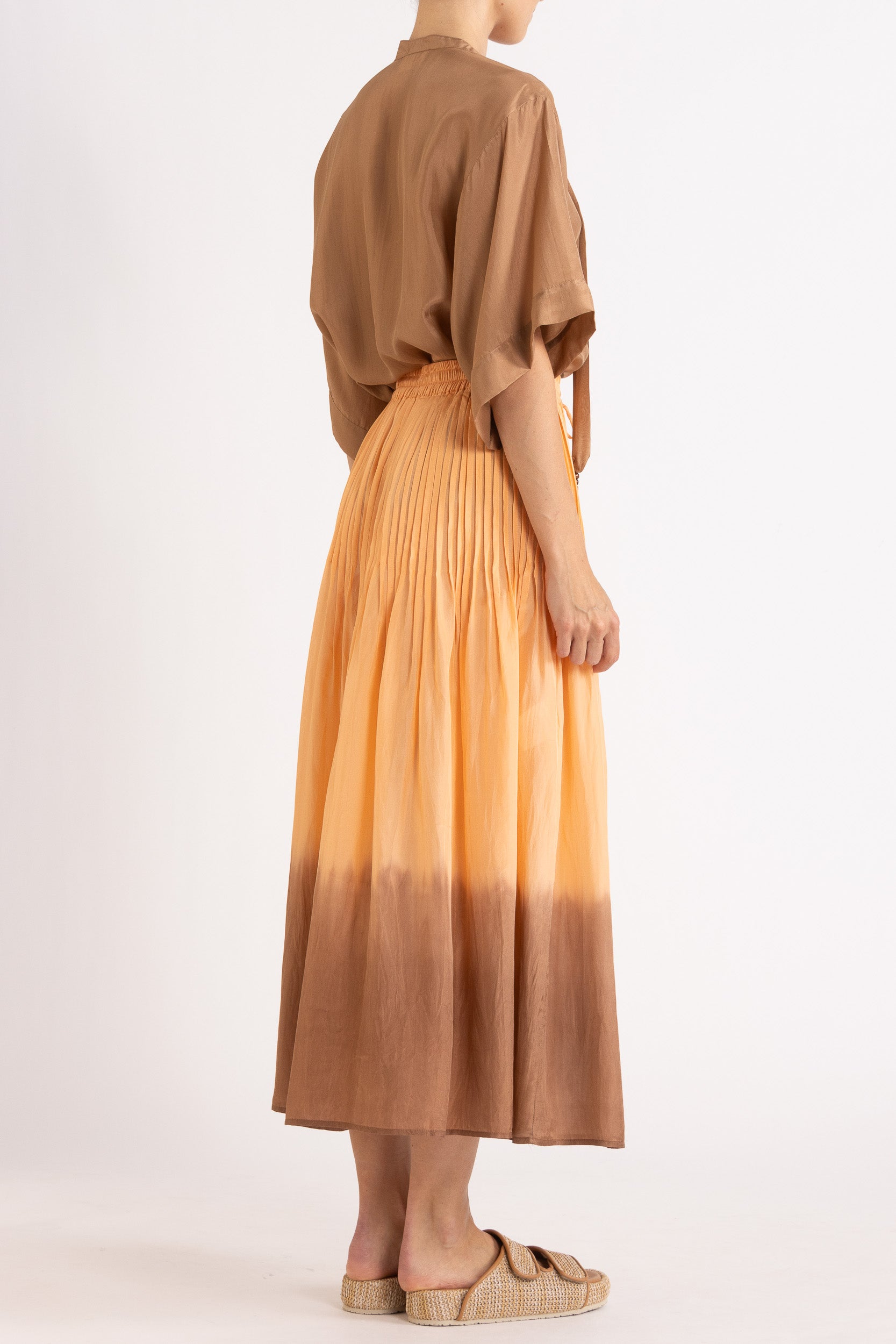 Amal Silk Habotai Short Sleeve Top