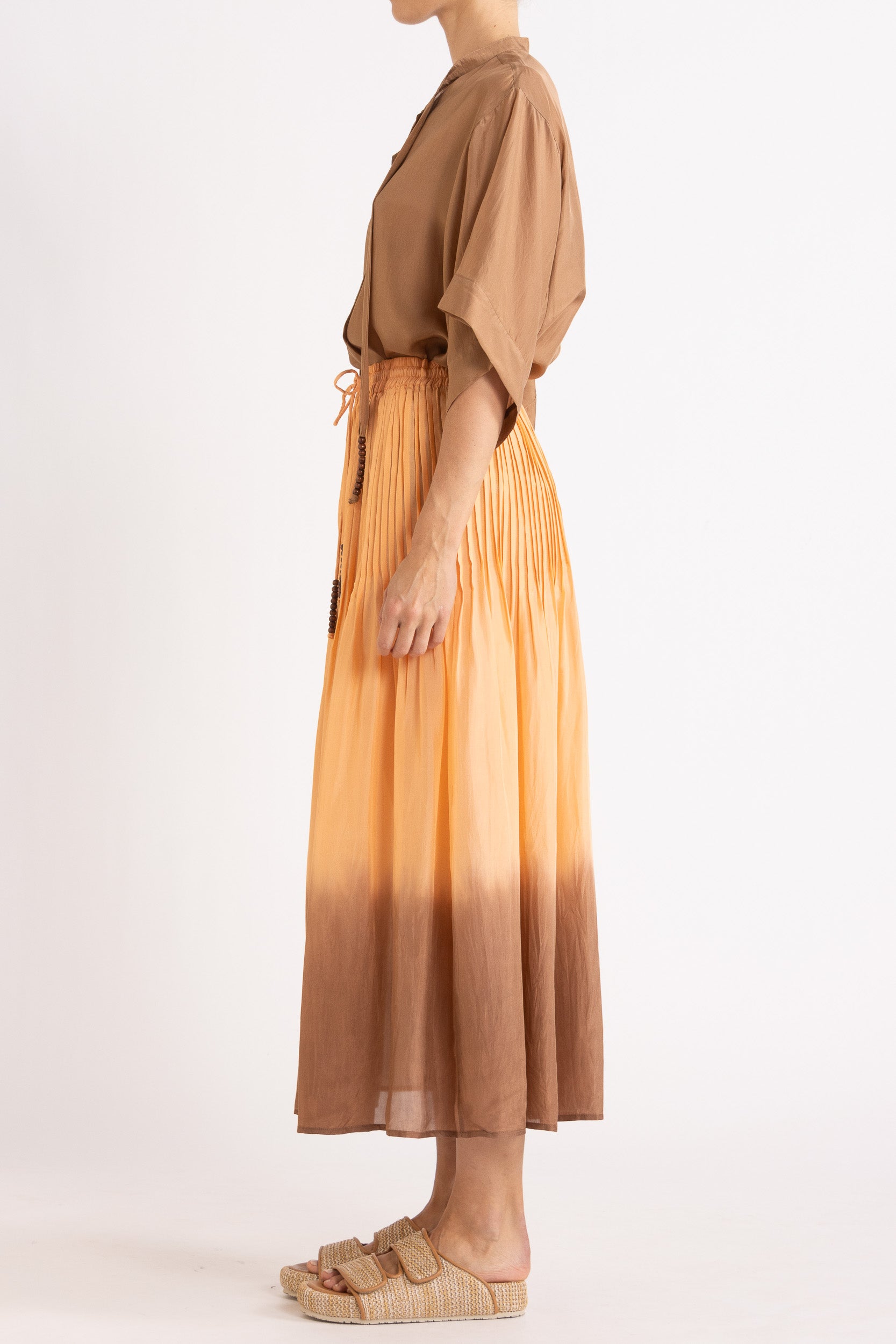 Amal Silk Habotai Short Sleeve Top