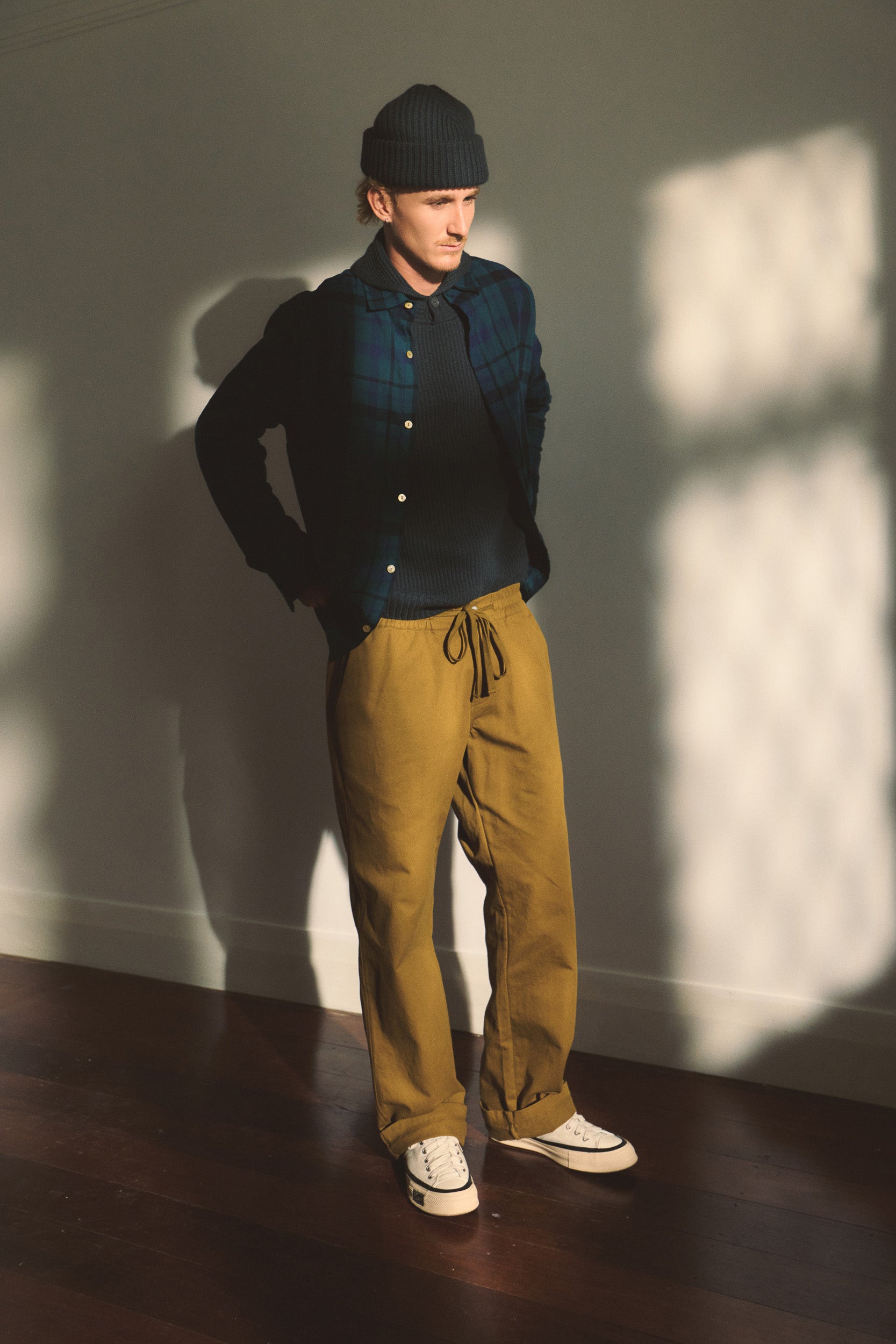 Marcus Wool-Cashmere Shawl Collar Crew