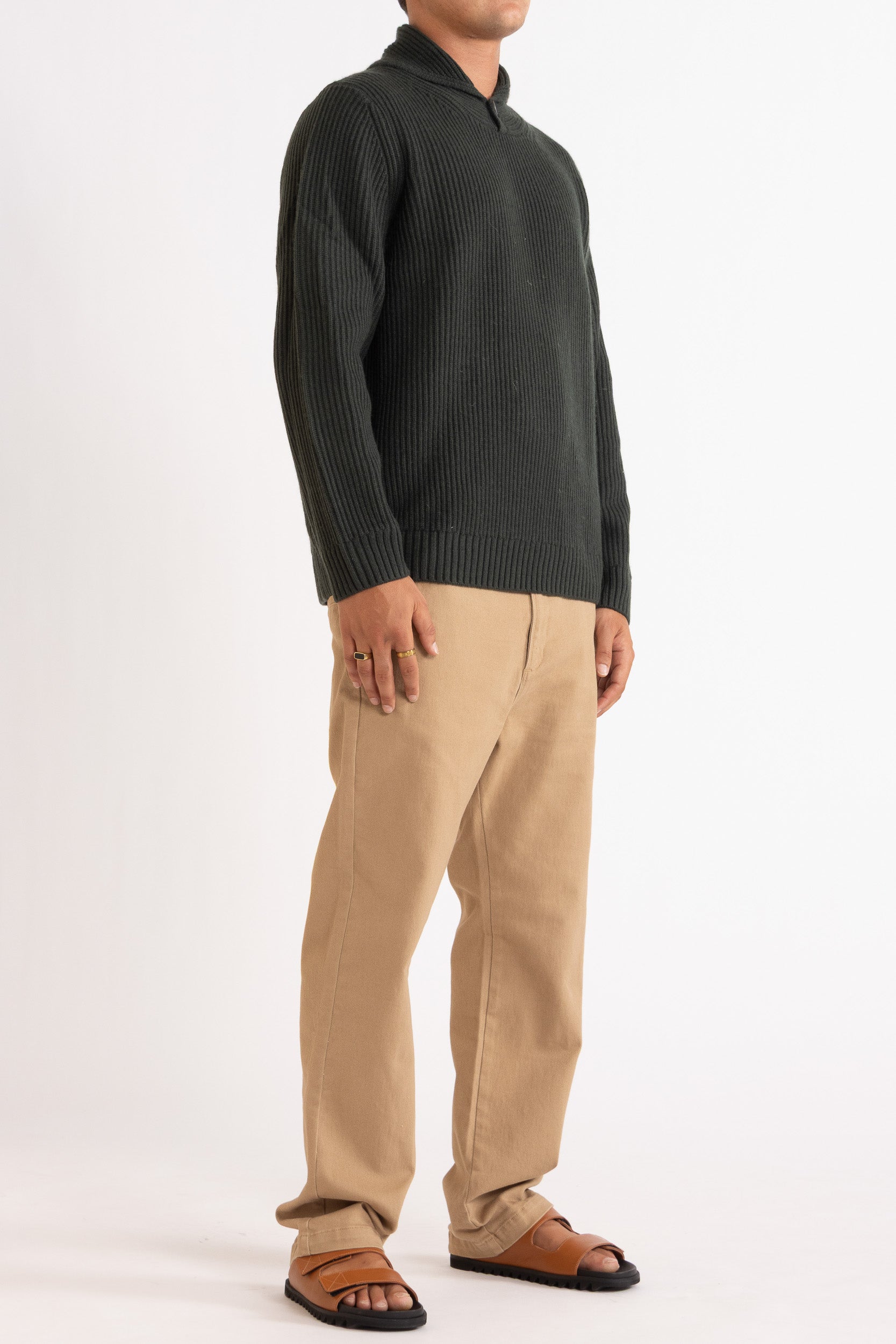 Marcus Wool-Cashmere Shawl Collar Crew