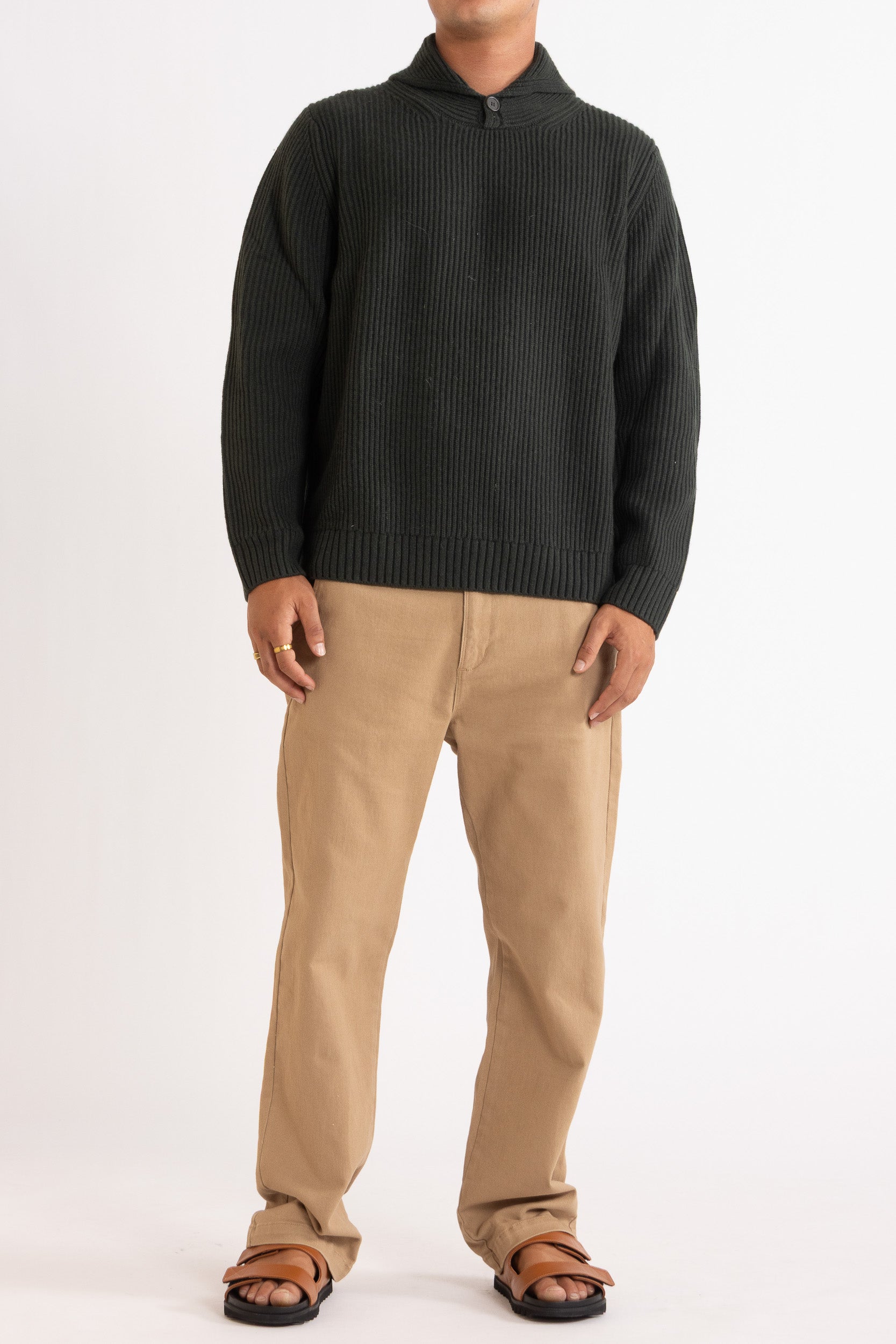 Marcus Wool-Cashmere Shawl Collar Crew